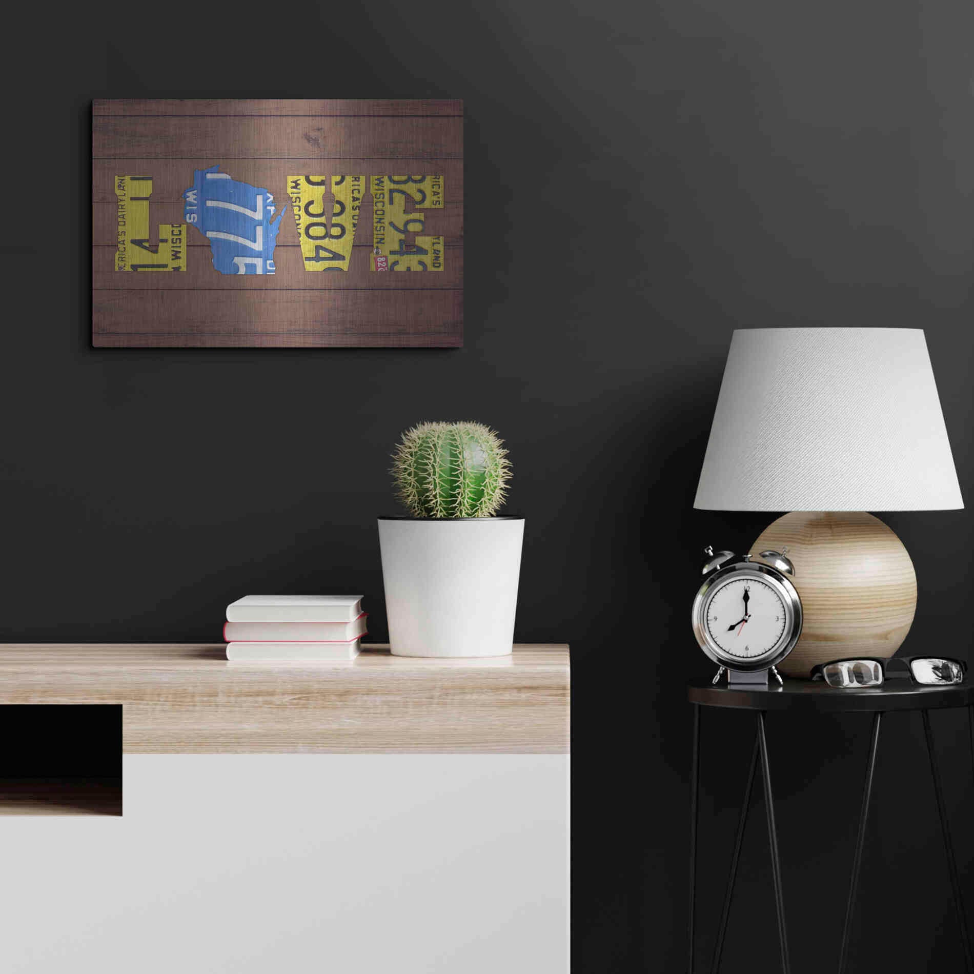 Luxe Metal Art 'WI State Love' by Design Turnpike, Metal Wall Art,24x16