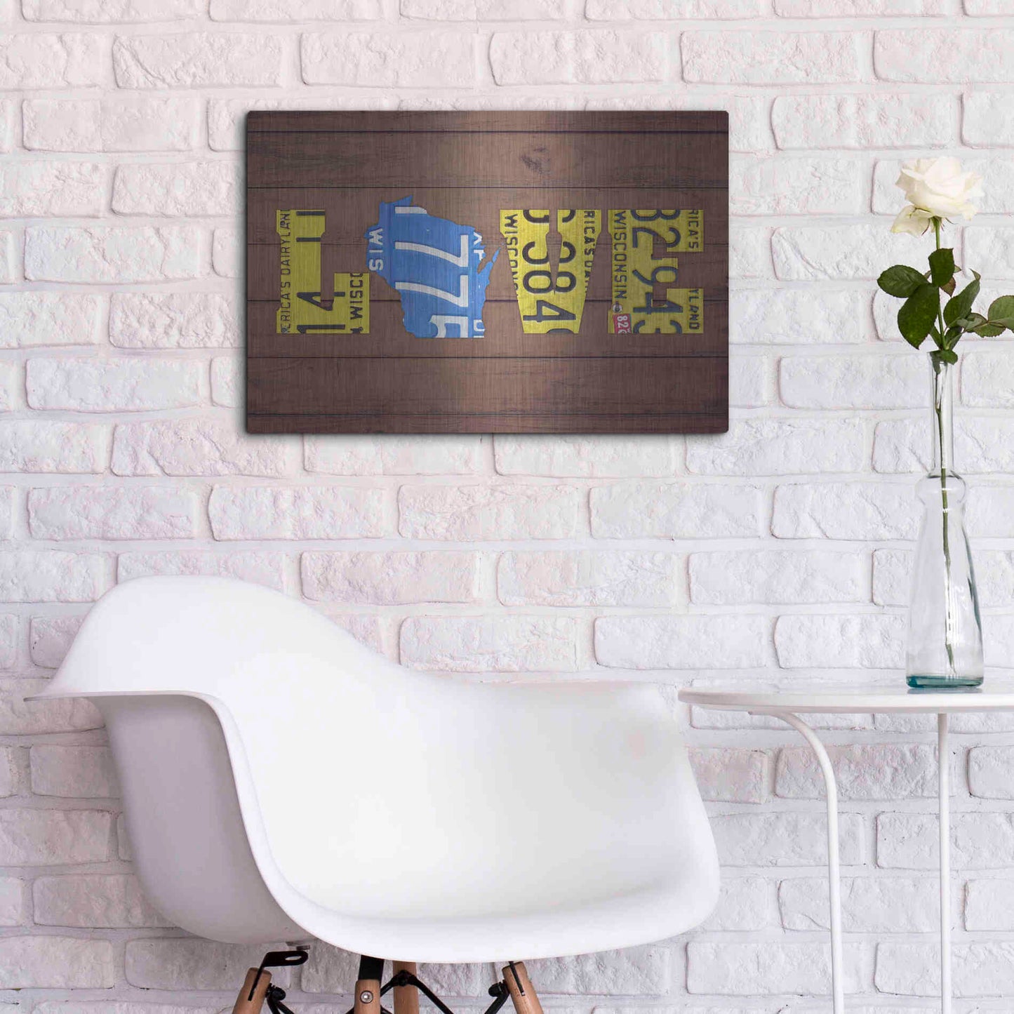 Luxe Metal Art 'WI State Love' by Design Turnpike, Metal Wall Art,24x16