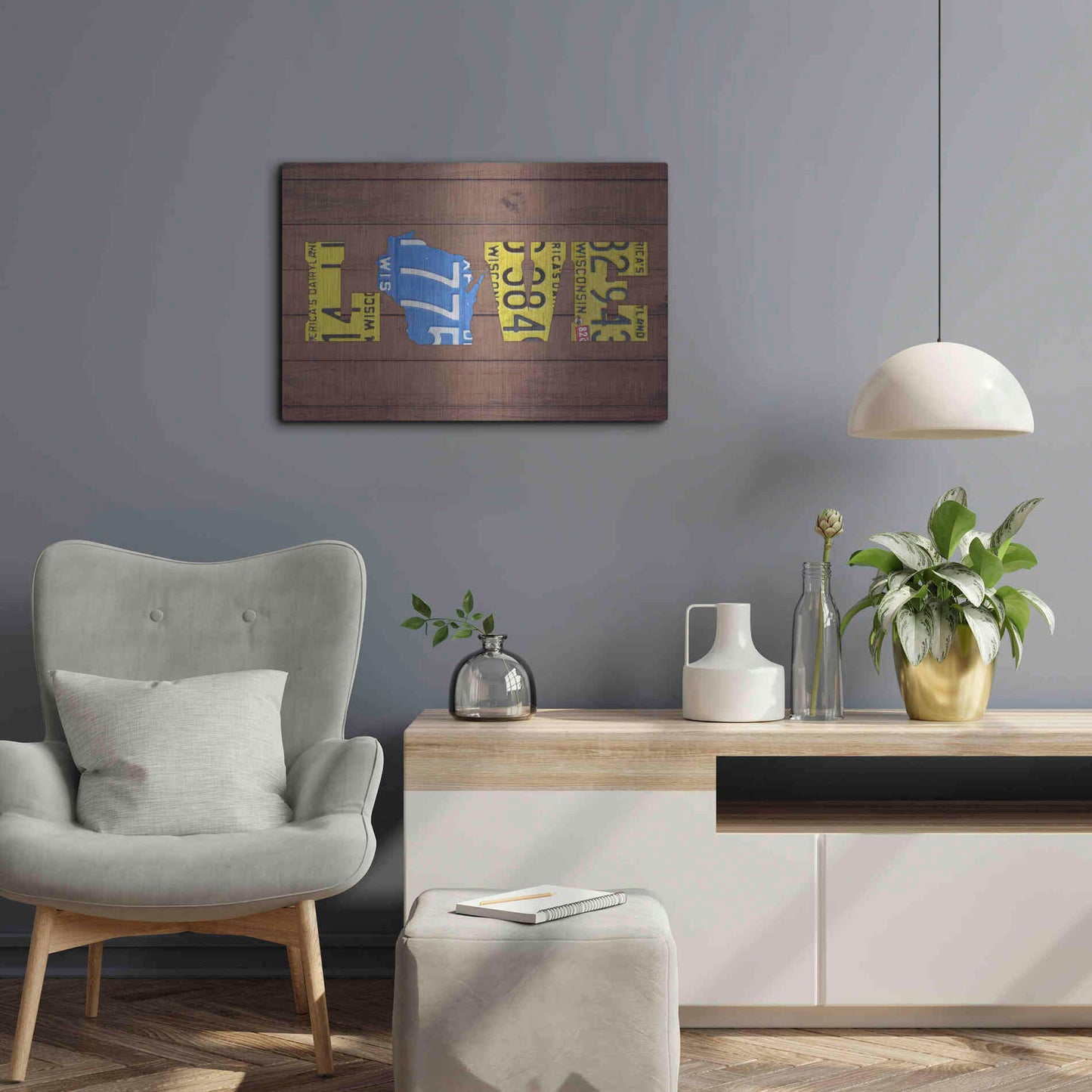 Luxe Metal Art 'WI State Love' by Design Turnpike, Metal Wall Art,24x16