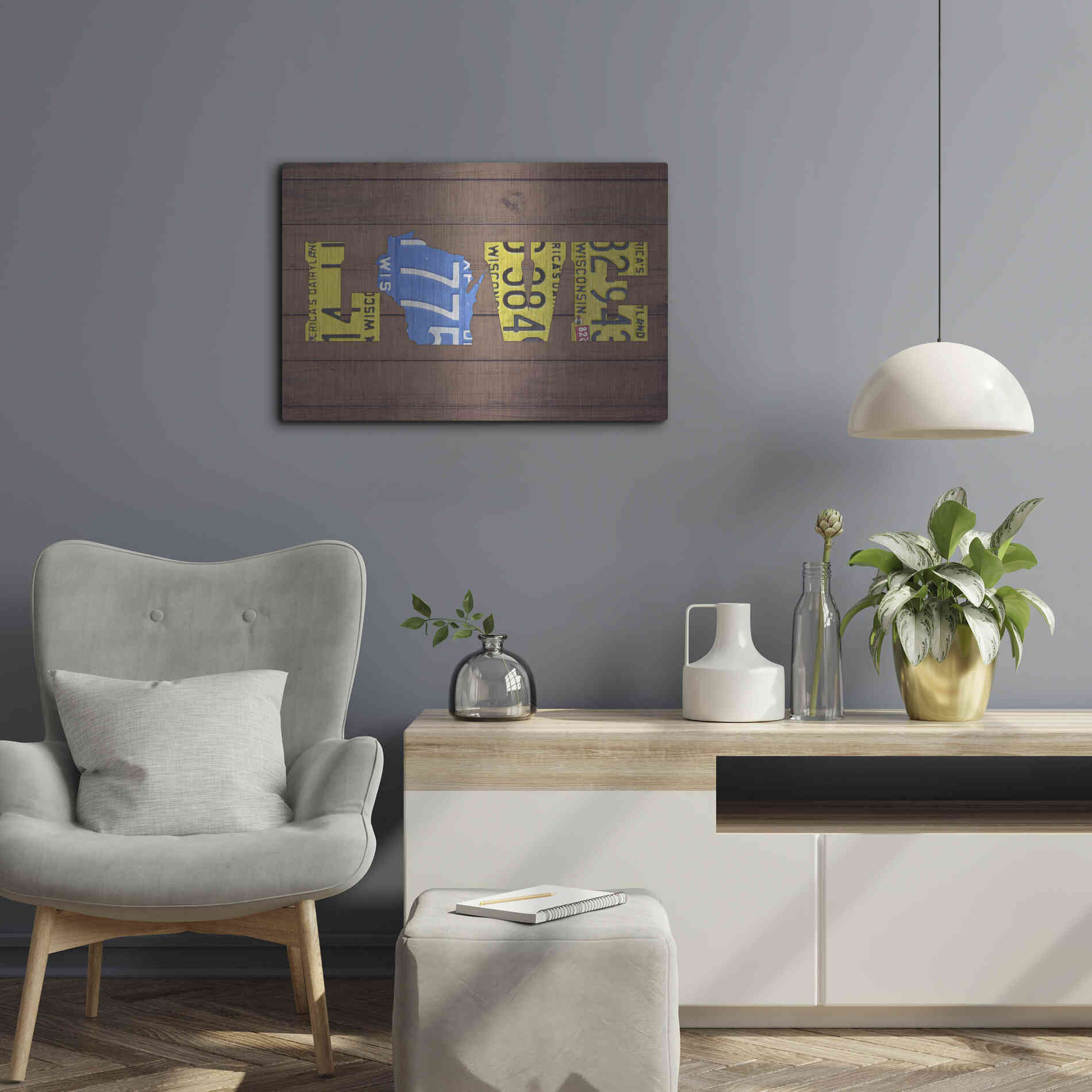 Luxe Metal Art 'WI State Love' by Design Turnpike, Metal Wall Art,24x16