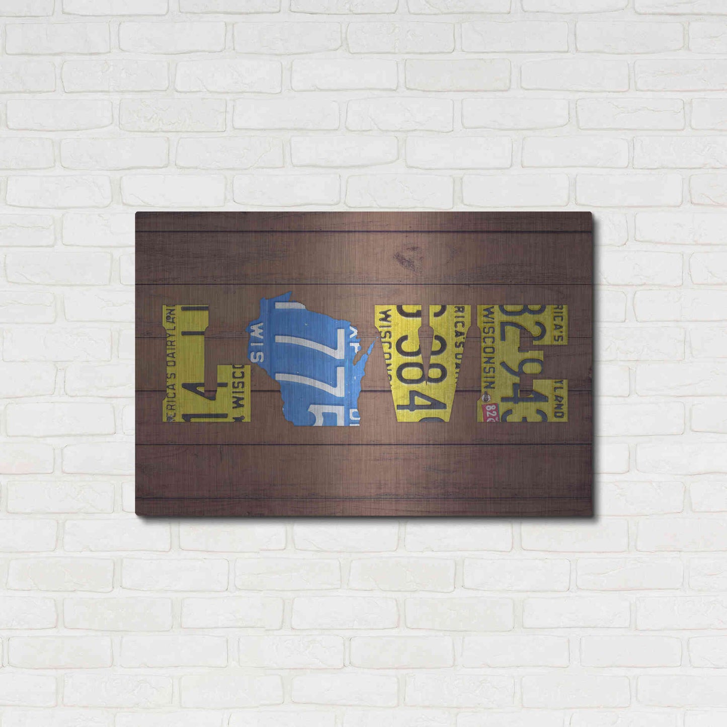 Luxe Metal Art 'WI State Love' by Design Turnpike, Metal Wall Art,36x24