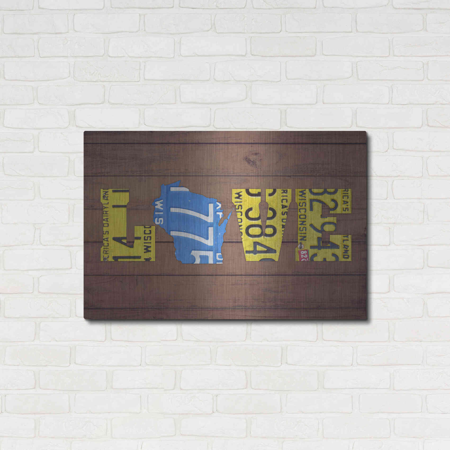 Luxe Metal Art 'WI State Love' by Design Turnpike, Metal Wall Art,36x24