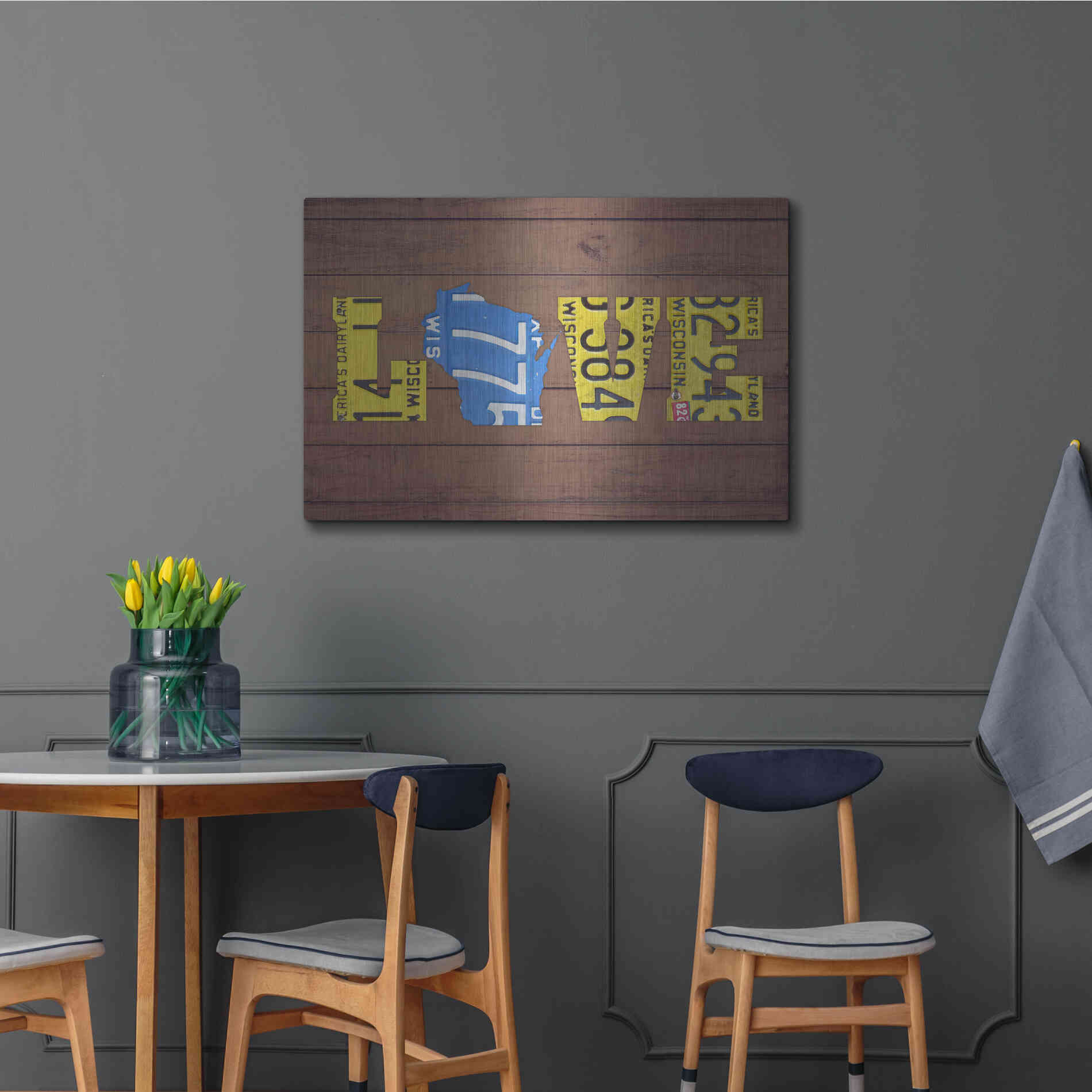 Luxe Metal Art 'WI State Love' by Design Turnpike, Metal Wall Art,36x24
