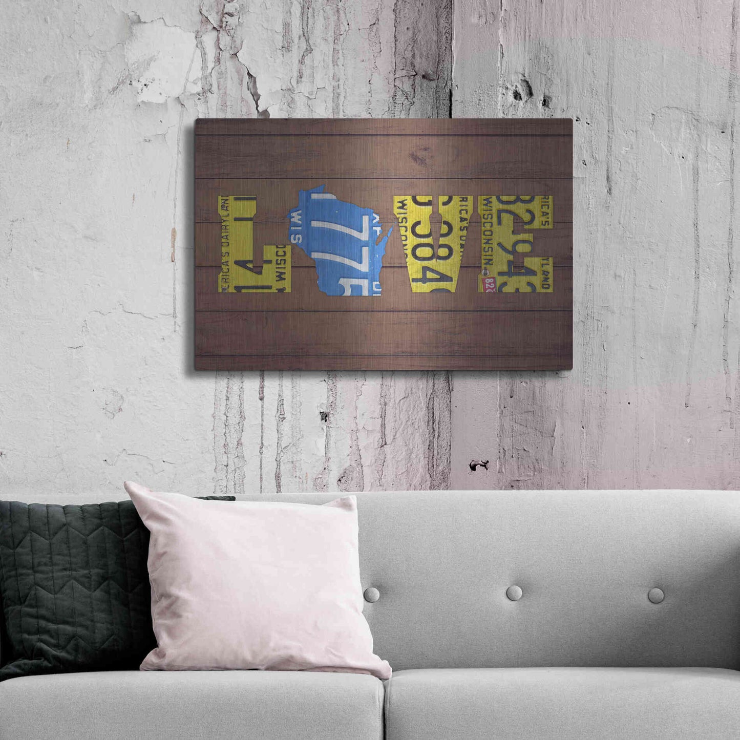 Luxe Metal Art 'WI State Love' by Design Turnpike, Metal Wall Art,36x24