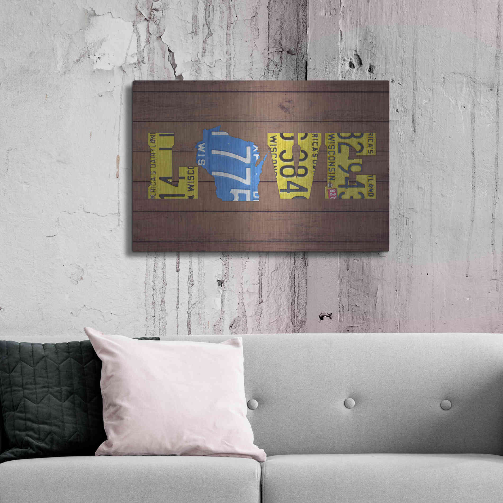 Luxe Metal Art 'WI State Love' by Design Turnpike, Metal Wall Art,36x24