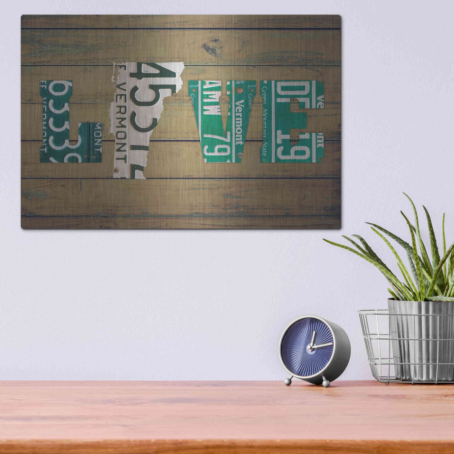 Luxe Metal Art 'VT State Love' by Design Turnpike, Metal Wall Art,16x12