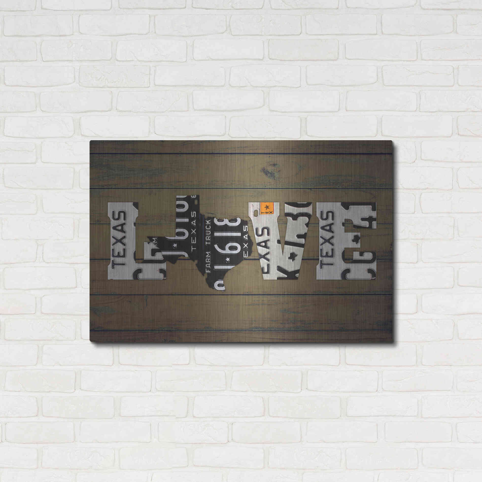 Luxe Metal Art 'Texas State Love' by Design Turnpike, Metal Wall Art,36x24