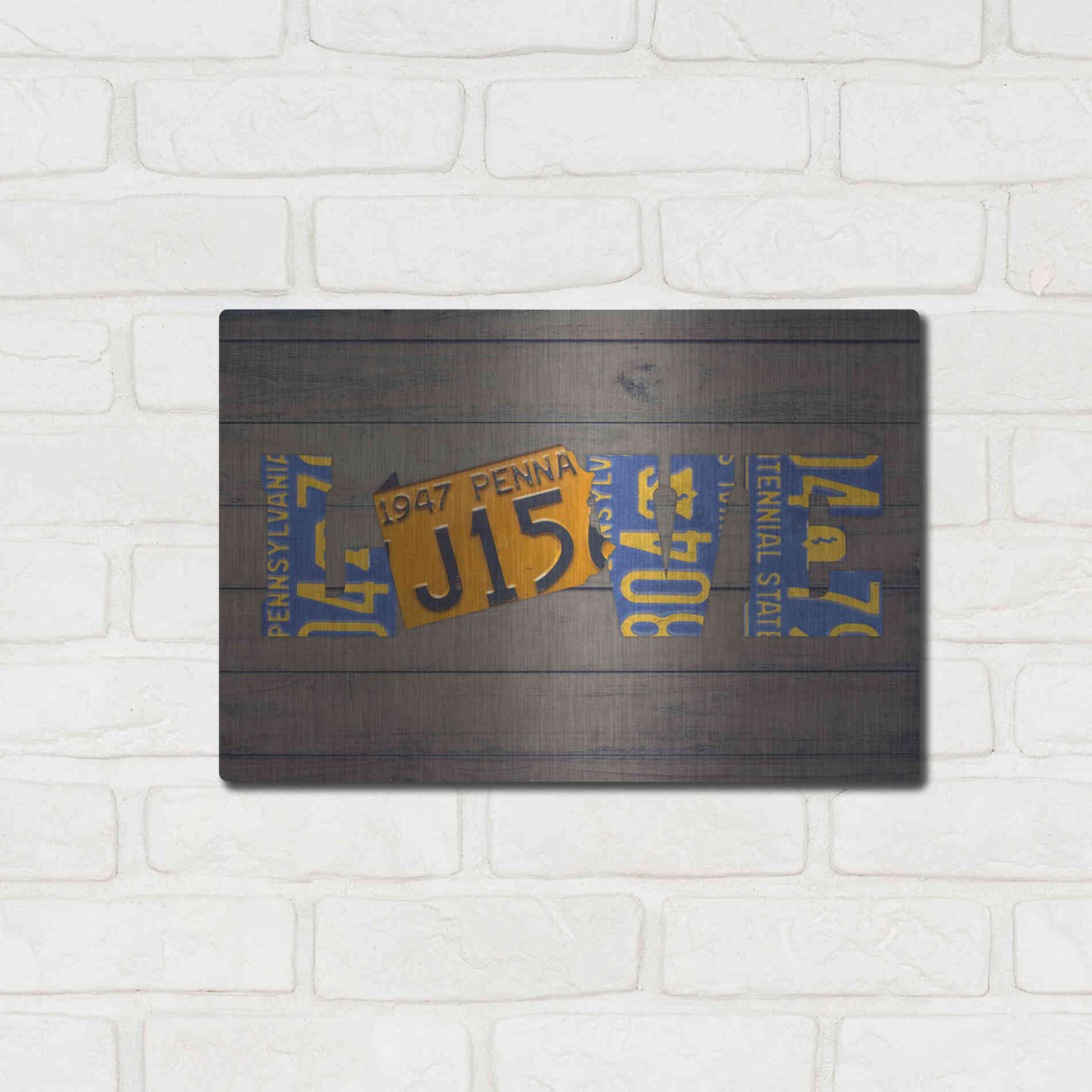Luxe Metal Art 'PA State Love' by Design Turnpike, Metal Wall Art,16x12