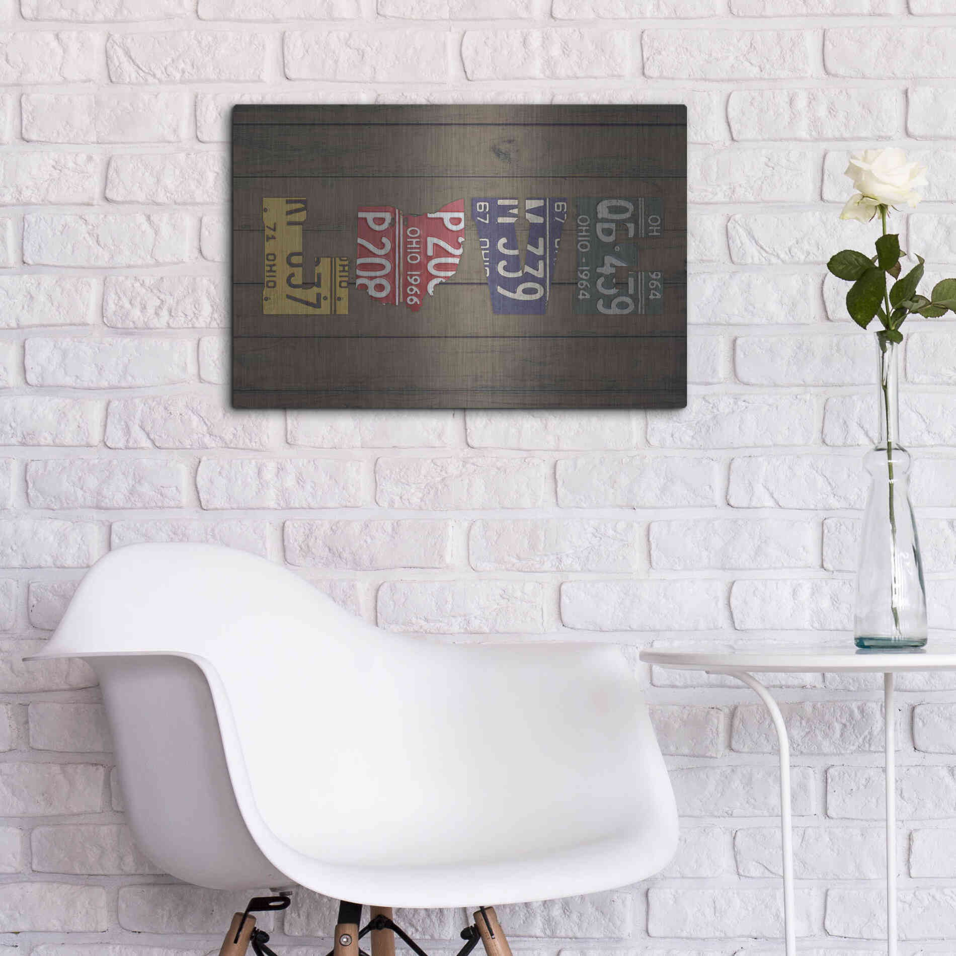 Luxe Metal Art 'OH State Love' by Design Turnpike, Metal Wall Art,24x16