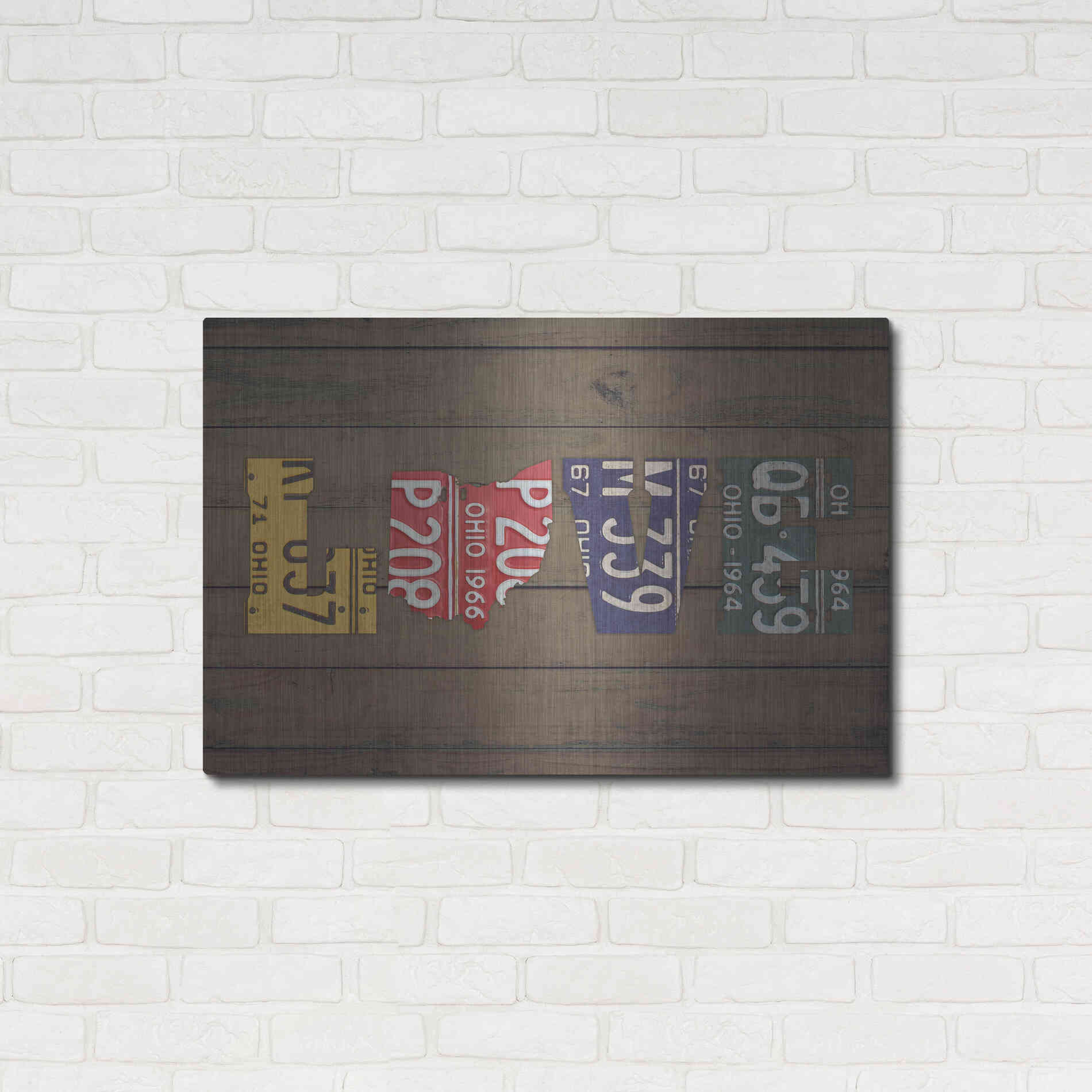 Luxe Metal Art 'OH State Love' by Design Turnpike, Metal Wall Art,36x24