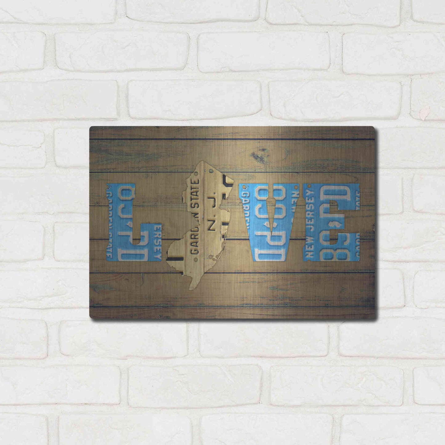 Luxe Metal Art 'NJ State Love' by Design Turnpike, Metal Wall Art,16x12