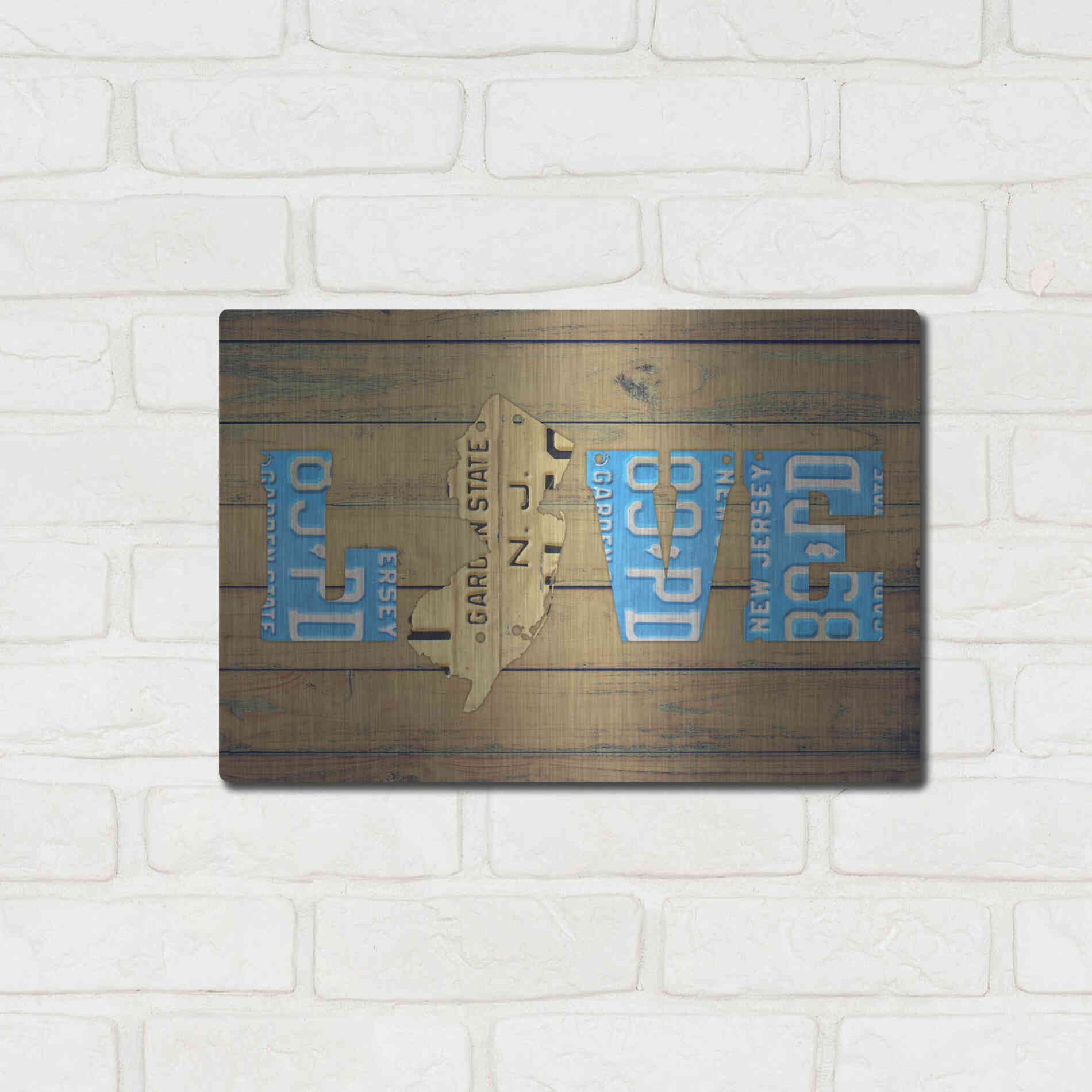 Luxe Metal Art 'NJ State Love' by Design Turnpike, Metal Wall Art,16x12