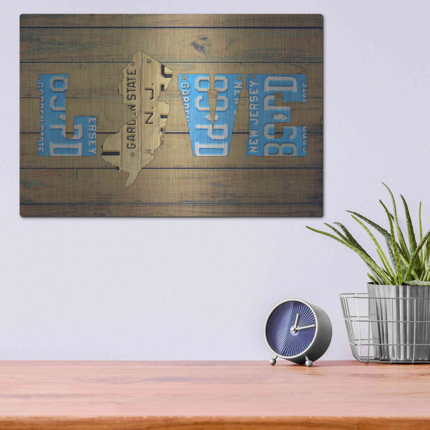 Luxe Metal Art 'NJ State Love' by Design Turnpike, Metal Wall Art,16x12