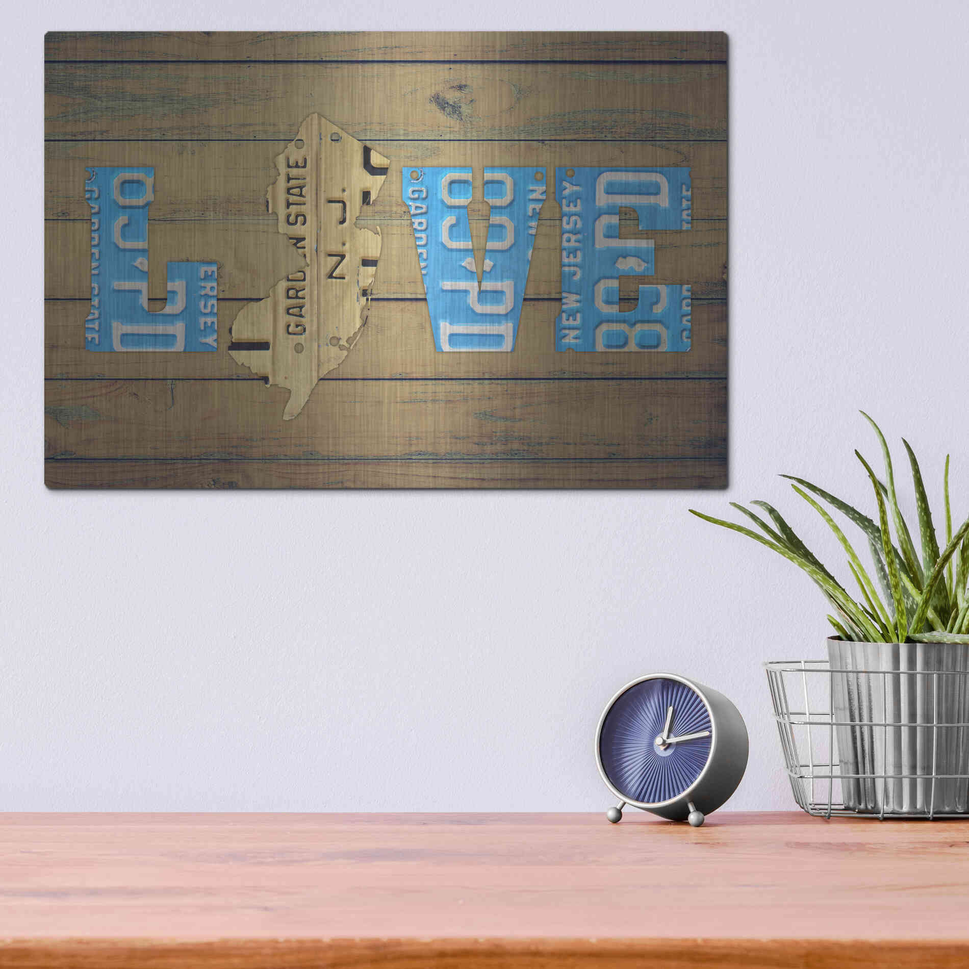 Luxe Metal Art 'NJ State Love' by Design Turnpike, Metal Wall Art,16x12