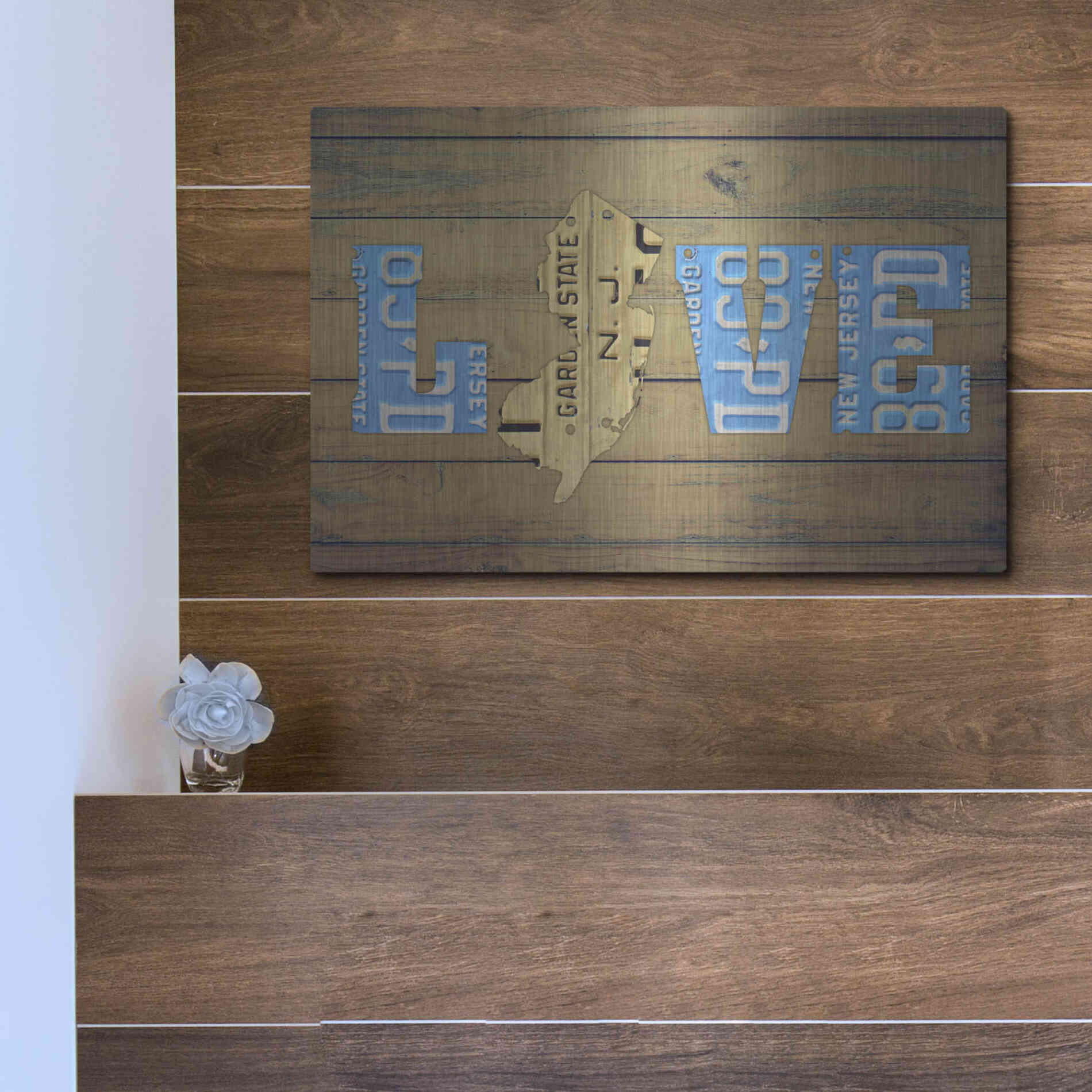 Luxe Metal Art 'NJ State Love' by Design Turnpike, Metal Wall Art,16x12