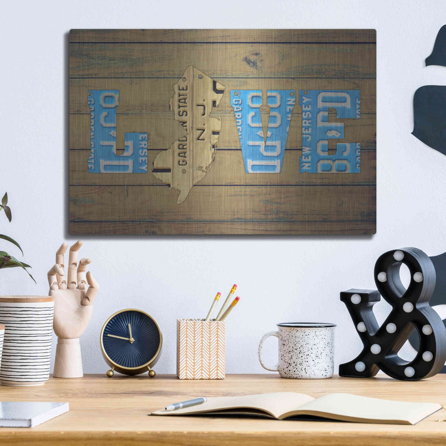 Luxe Metal Art 'NJ State Love' by Design Turnpike, Metal Wall Art,16x12