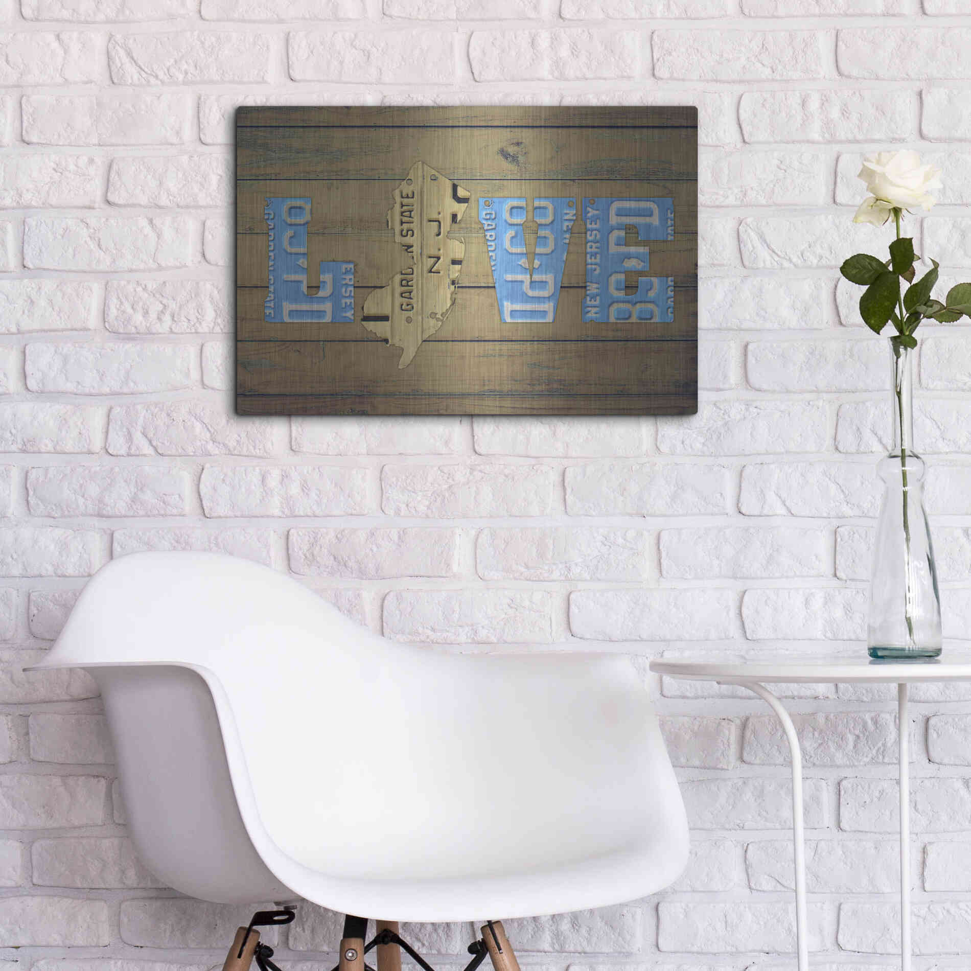 Luxe Metal Art 'NJ State Love' by Design Turnpike, Metal Wall Art,24x16