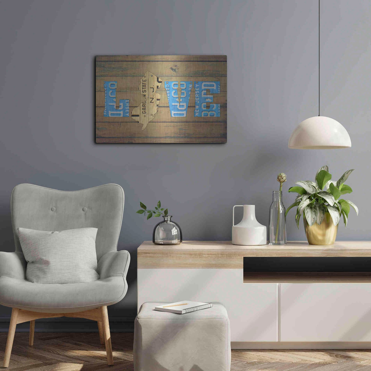 Luxe Metal Art 'NJ State Love' by Design Turnpike, Metal Wall Art,24x16