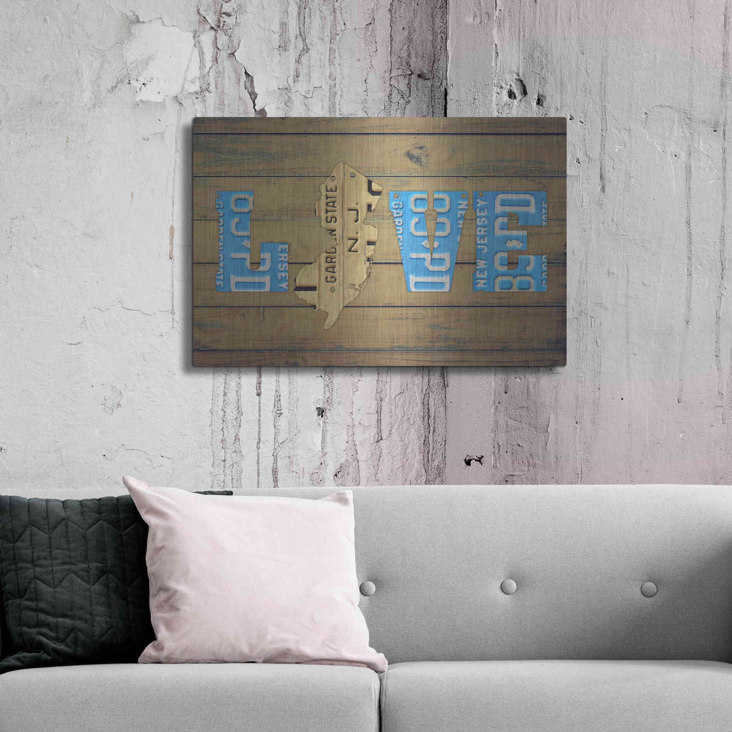 Luxe Metal Art 'NJ State Love' by Design Turnpike, Metal Wall Art,36x24