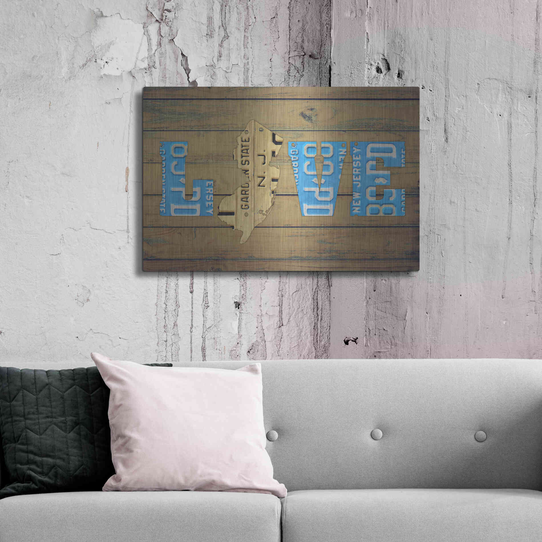 Luxe Metal Art 'NJ State Love' by Design Turnpike, Metal Wall Art,36x24