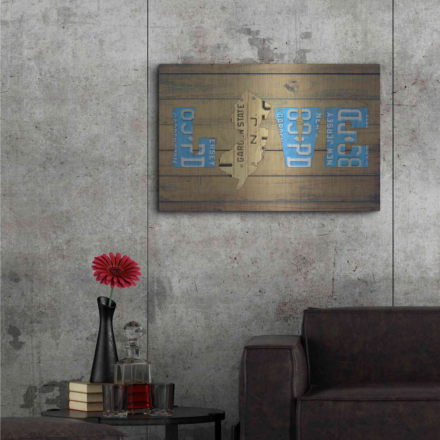 Luxe Metal Art 'NJ State Love' by Design Turnpike, Metal Wall Art,36x24