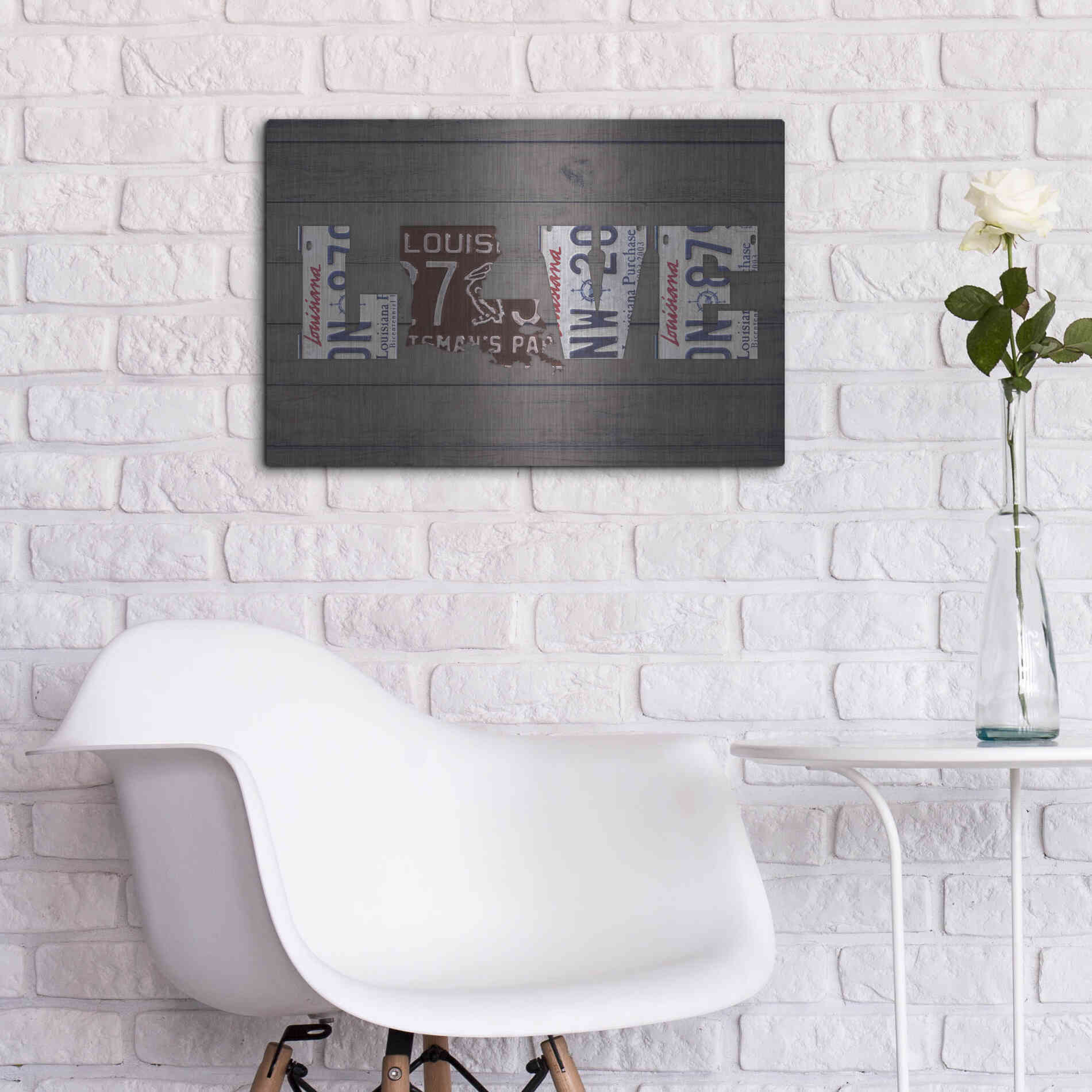 Luxe Metal Art 'LA State Love' by Design Turnpike, Metal Wall Art,24x16