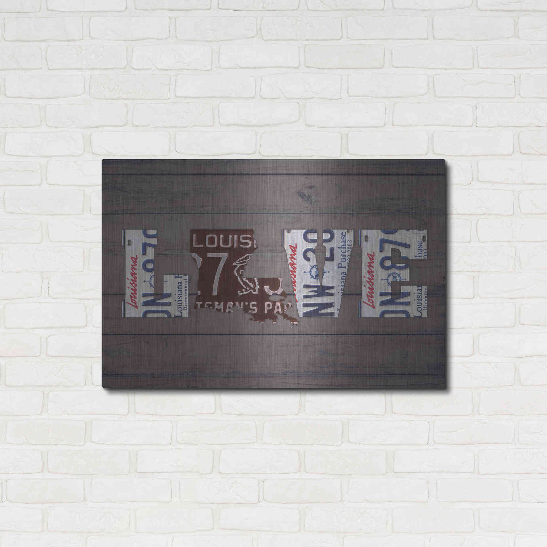 Luxe Metal Art 'LA State Love' by Design Turnpike, Metal Wall Art,36x24