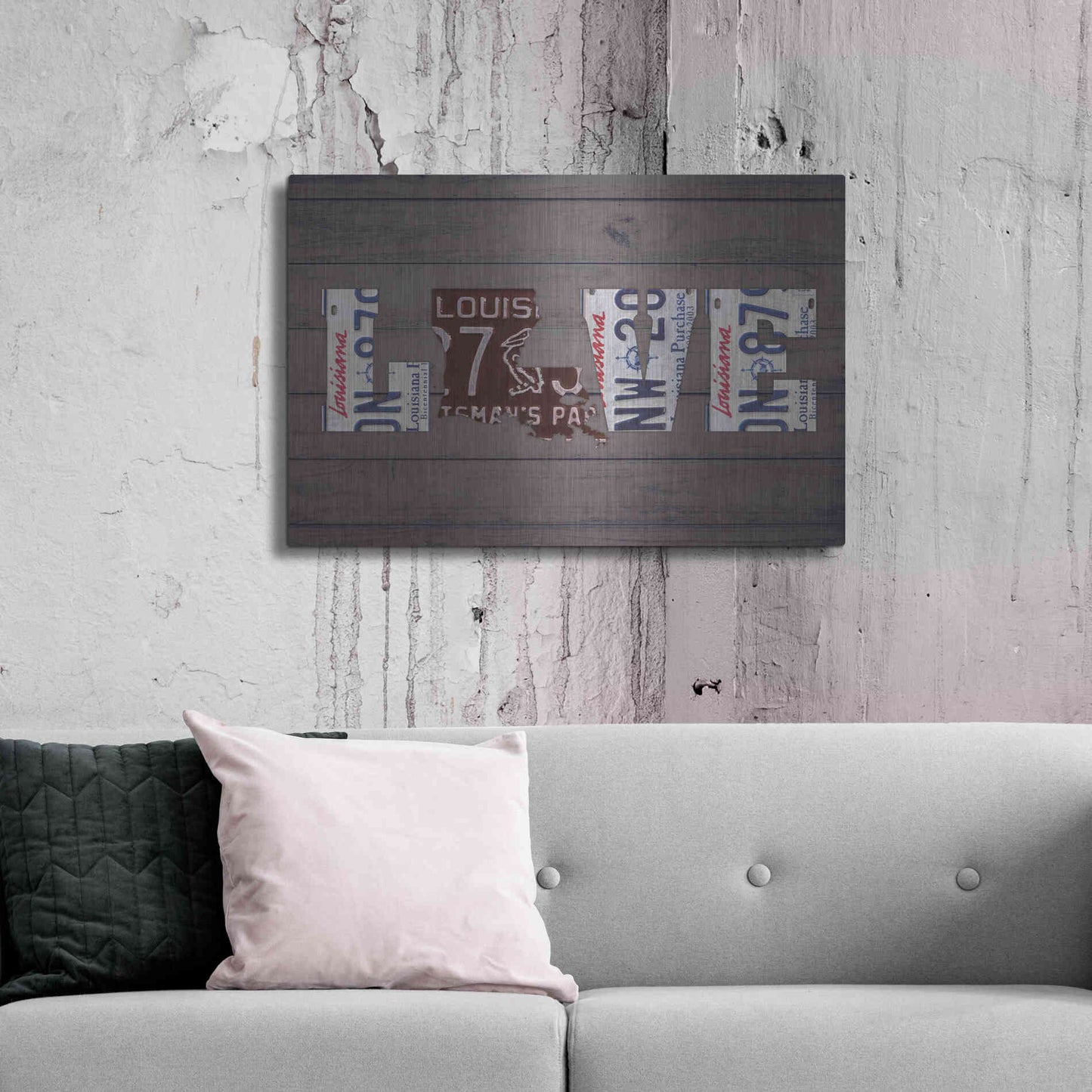 Luxe Metal Art 'LA State Love' by Design Turnpike, Metal Wall Art,36x24