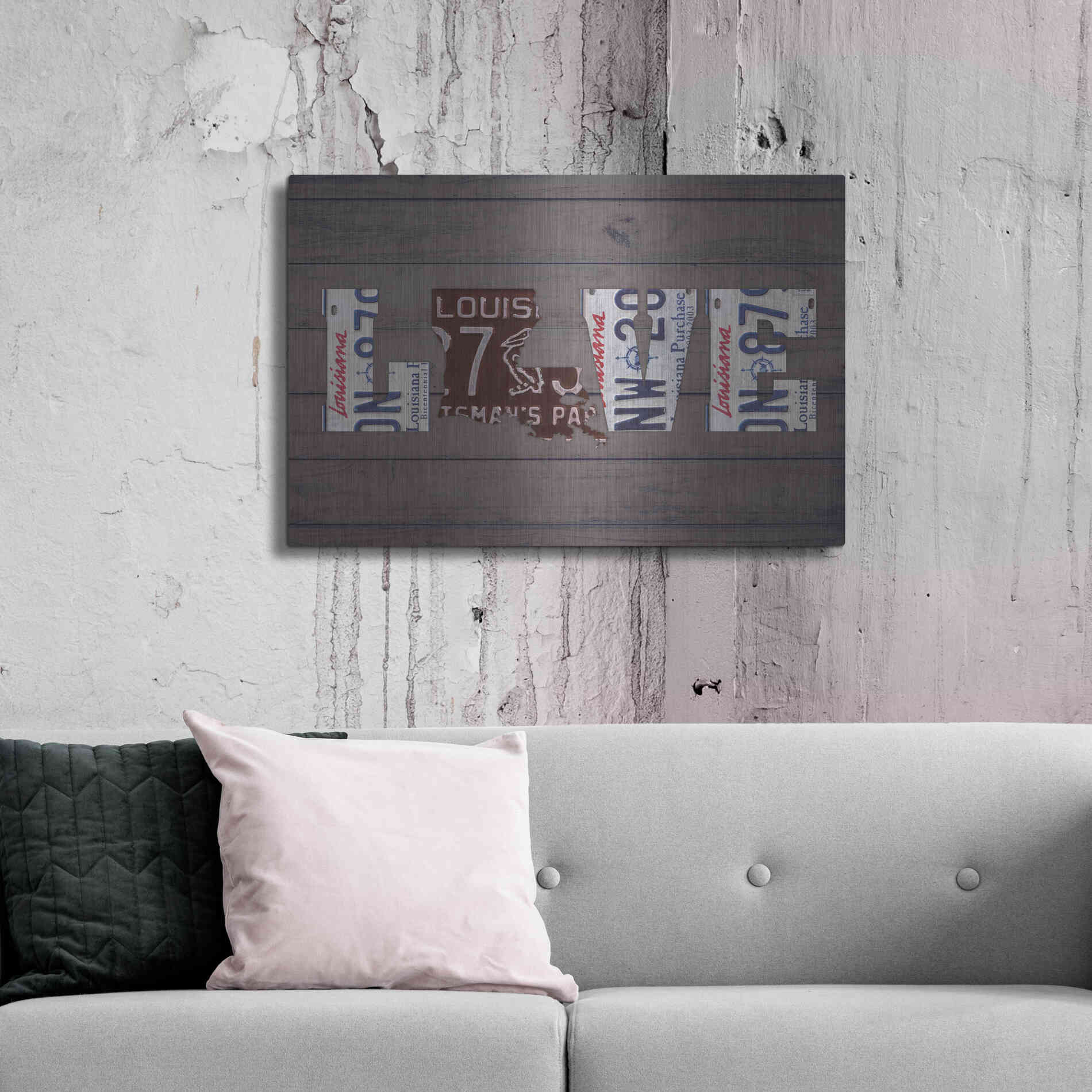 Luxe Metal Art 'LA State Love' by Design Turnpike, Metal Wall Art,36x24
