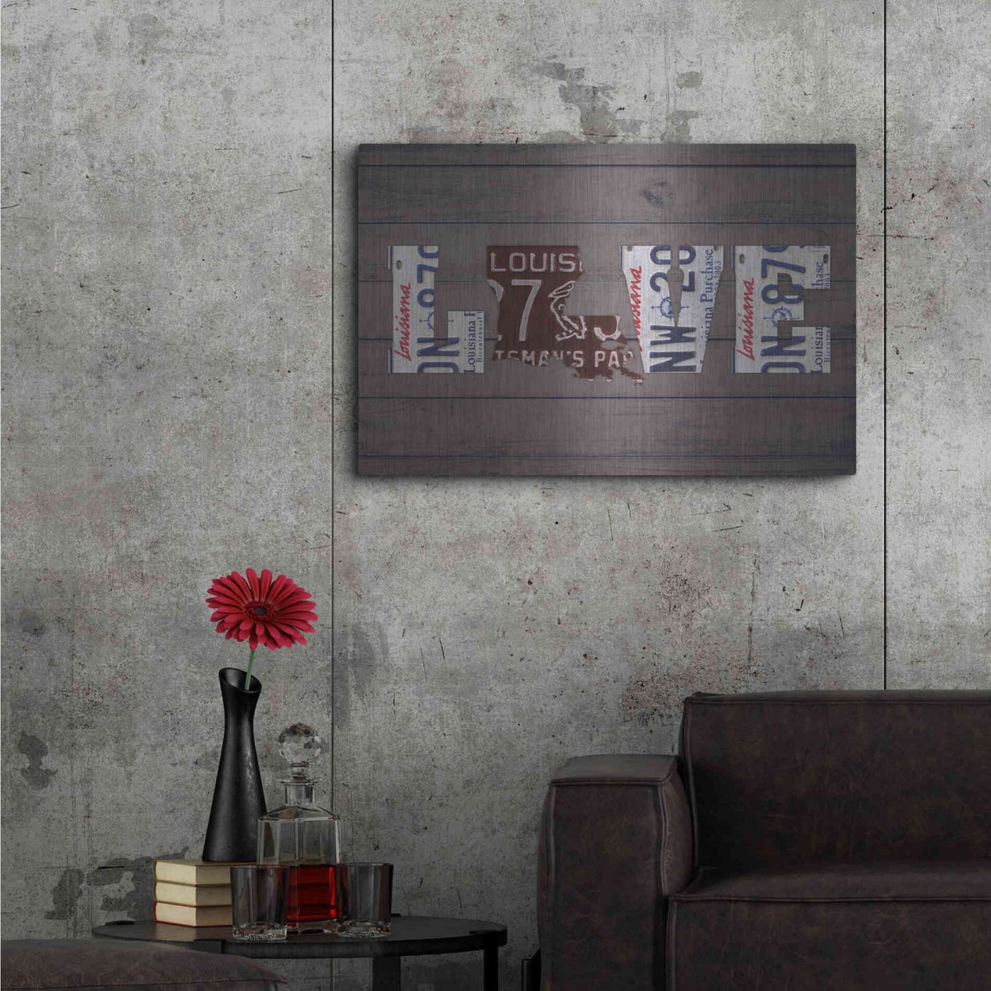 Luxe Metal Art 'LA State Love' by Design Turnpike, Metal Wall Art,36x24