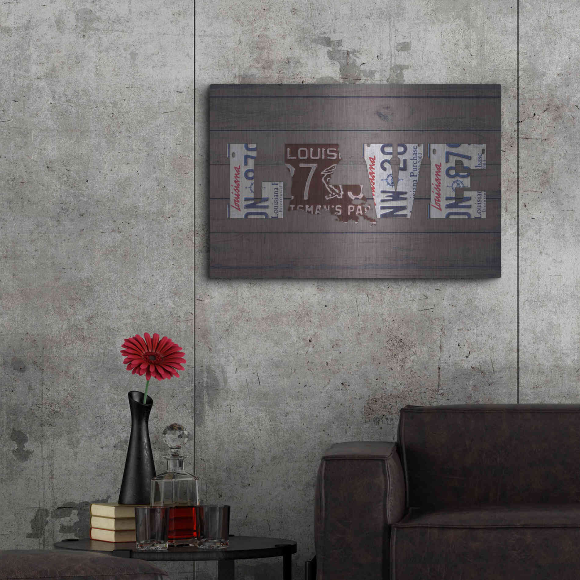 Luxe Metal Art 'LA State Love' by Design Turnpike, Metal Wall Art,36x24