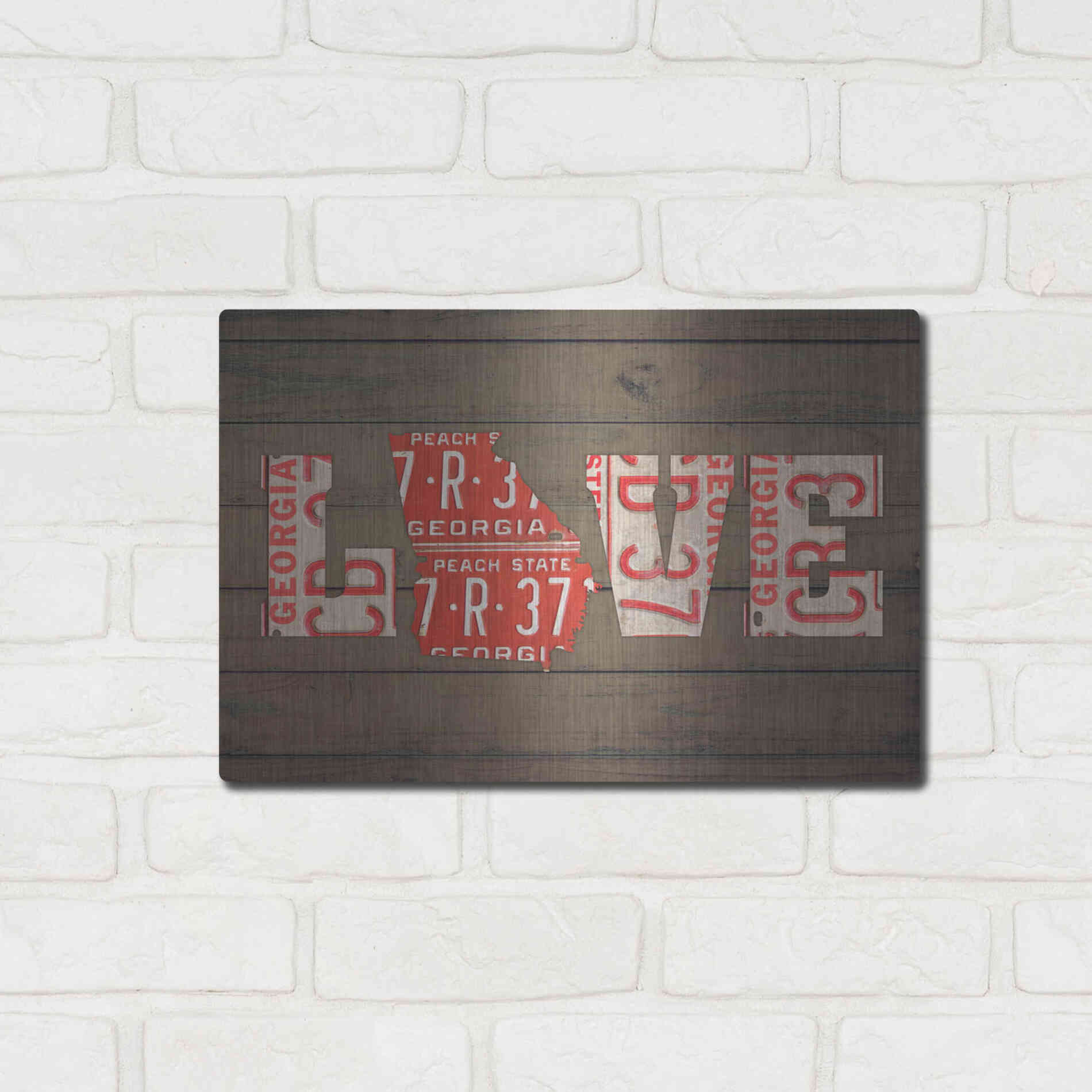 Luxe Metal Art 'GA State Love' by Design Turnpike, Metal Wall Art,16x12