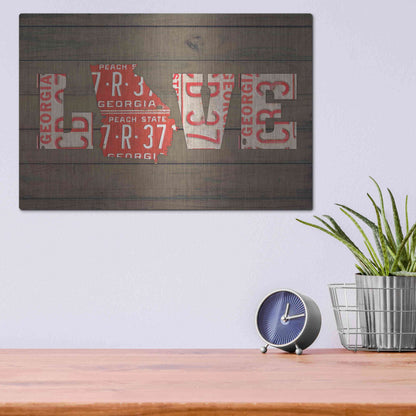 Luxe Metal Art 'GA State Love' by Design Turnpike, Metal Wall Art,16x12