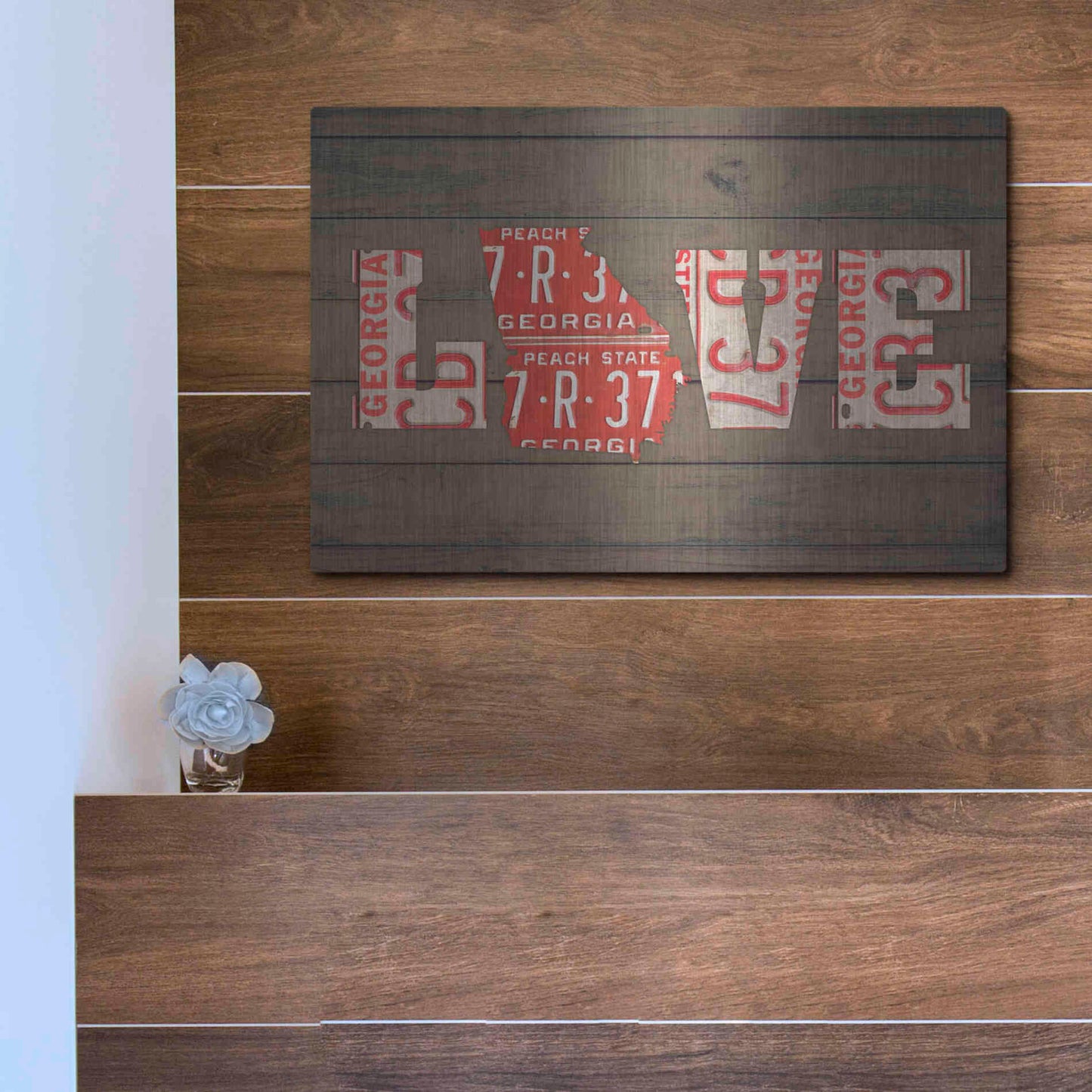 Luxe Metal Art 'GA State Love' by Design Turnpike, Metal Wall Art,16x12