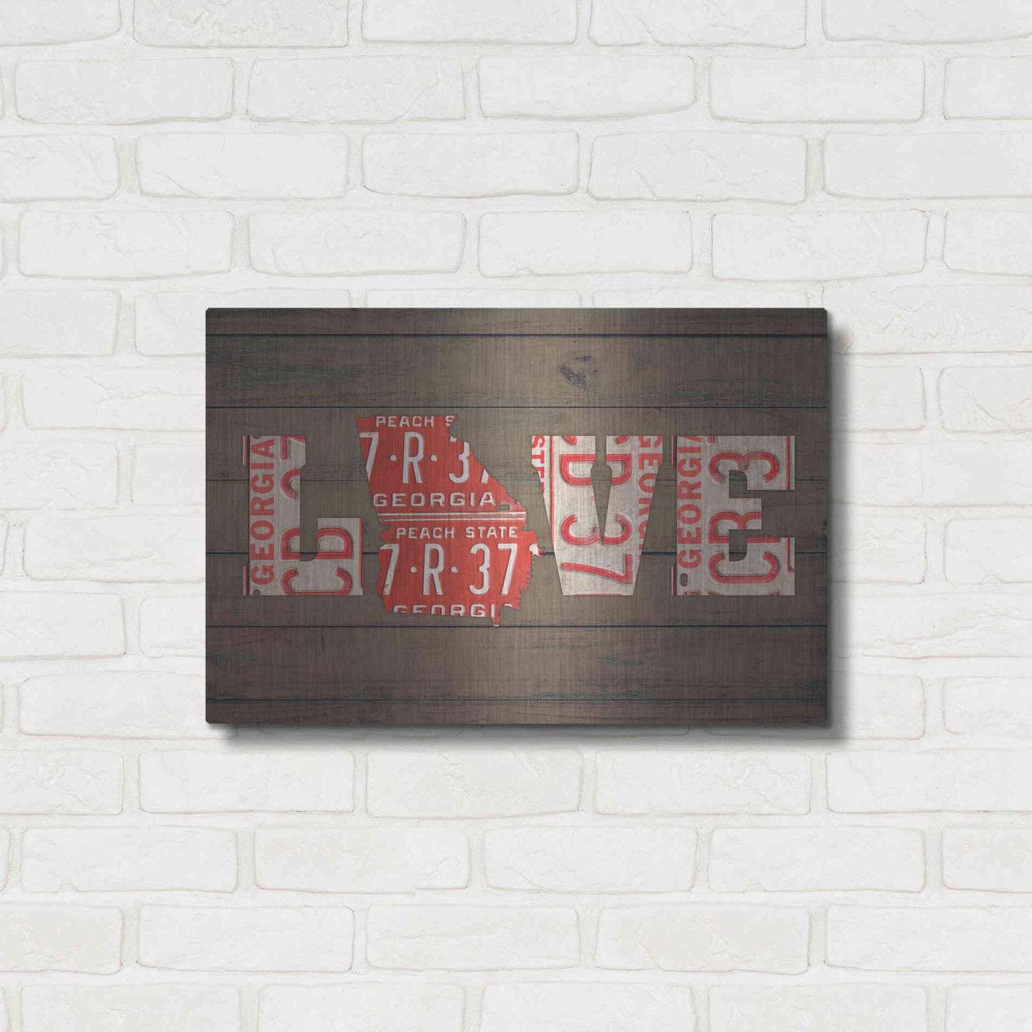 Luxe Metal Art 'GA State Love' by Design Turnpike, Metal Wall Art,24x16