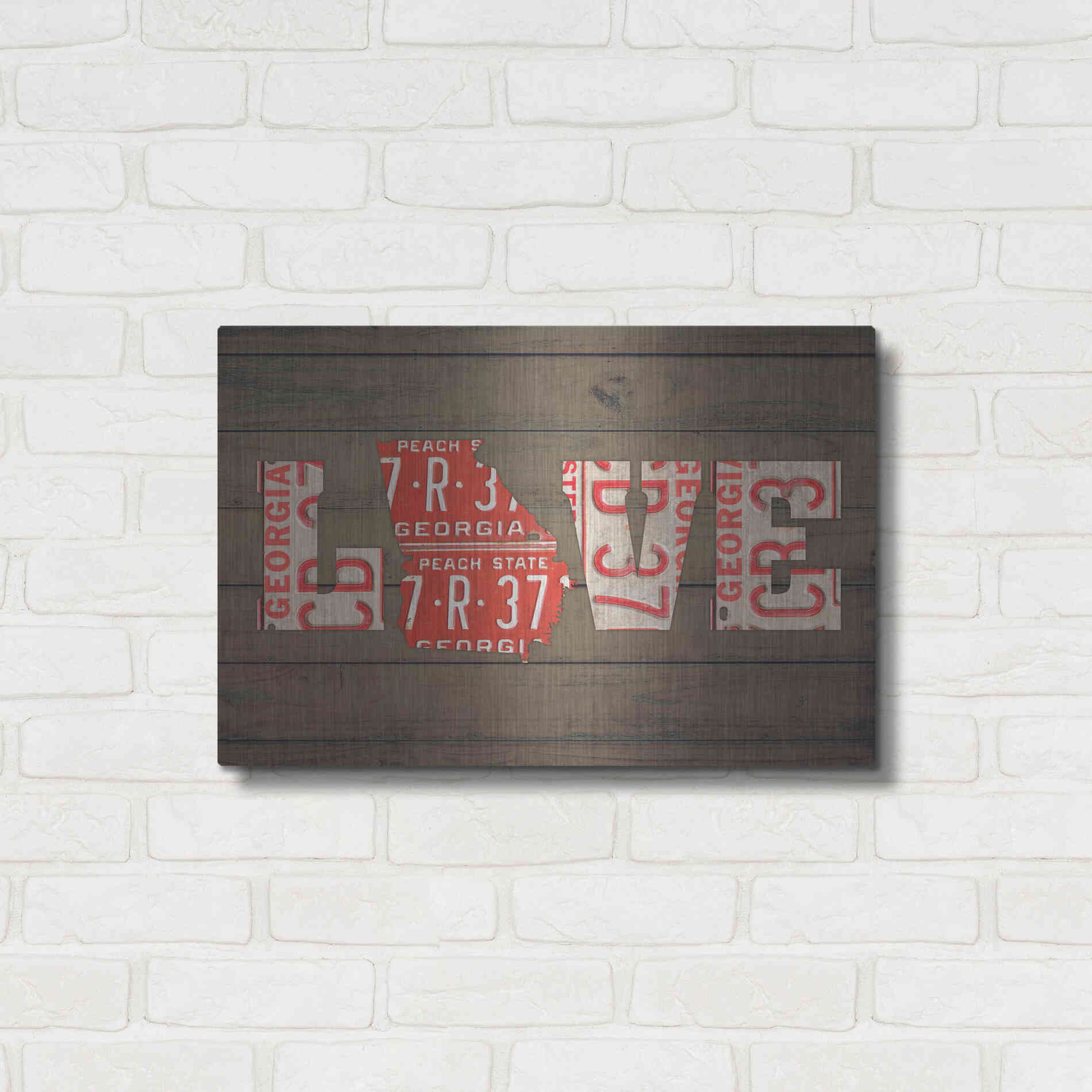 Luxe Metal Art 'GA State Love' by Design Turnpike, Metal Wall Art,24x16