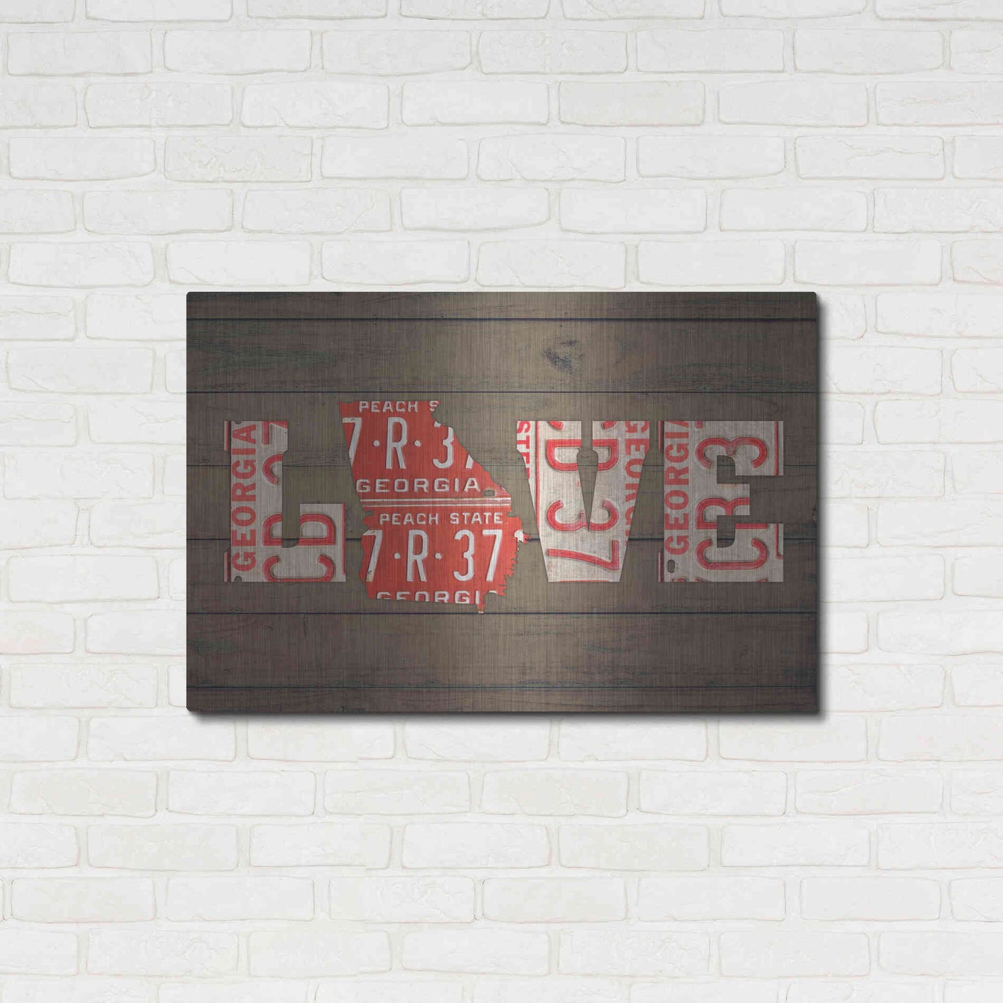 Luxe Metal Art 'GA State Love' by Design Turnpike, Metal Wall Art,36x24