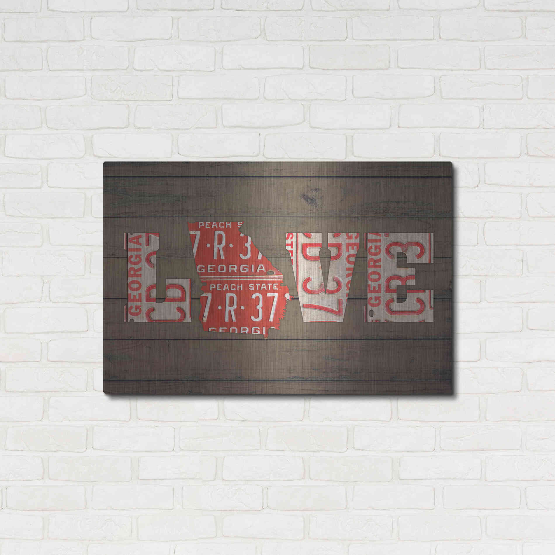 Luxe Metal Art 'GA State Love' by Design Turnpike, Metal Wall Art,36x24
