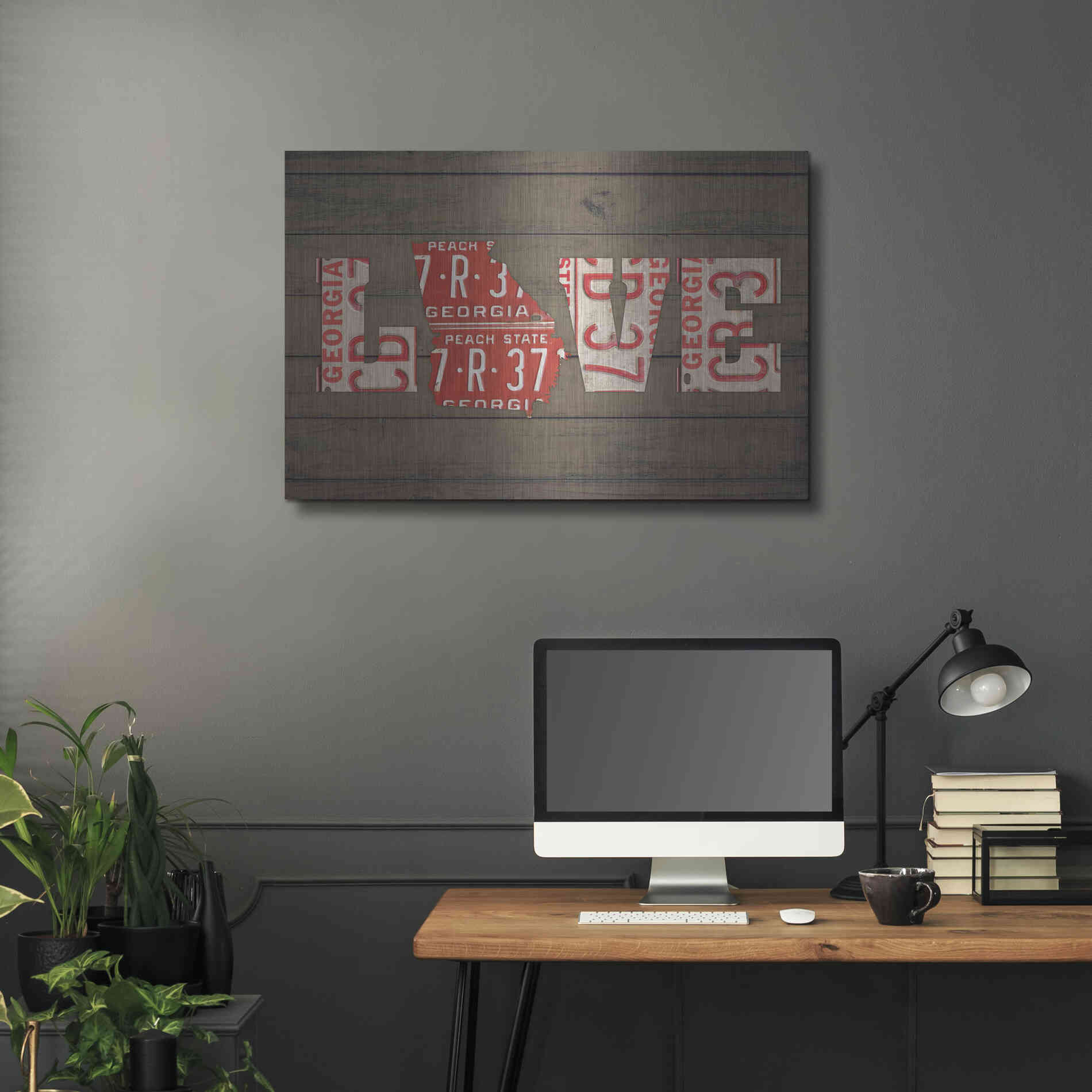 Luxe Metal Art 'GA State Love' by Design Turnpike, Metal Wall Art,36x24
