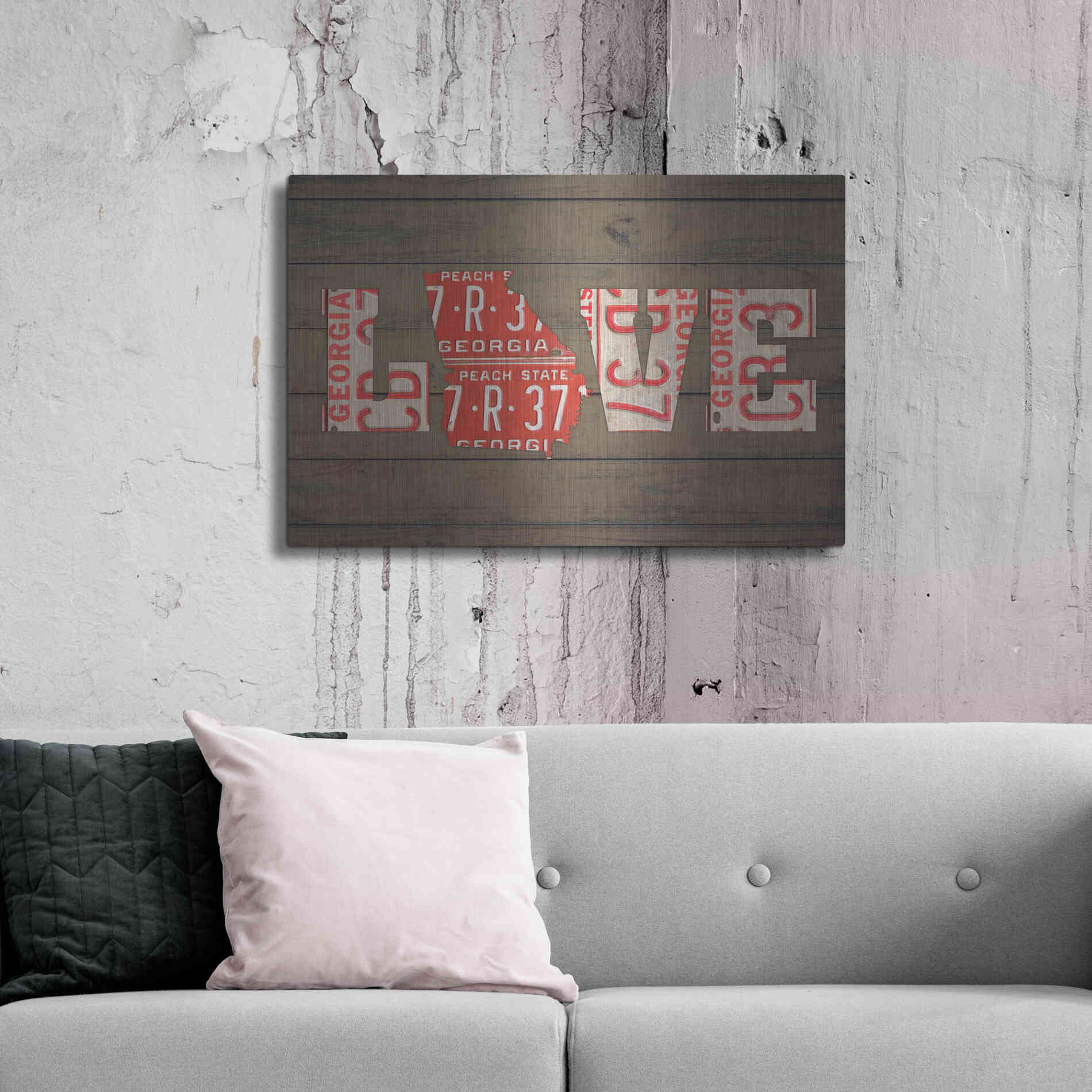 Luxe Metal Art 'GA State Love' by Design Turnpike, Metal Wall Art,36x24
