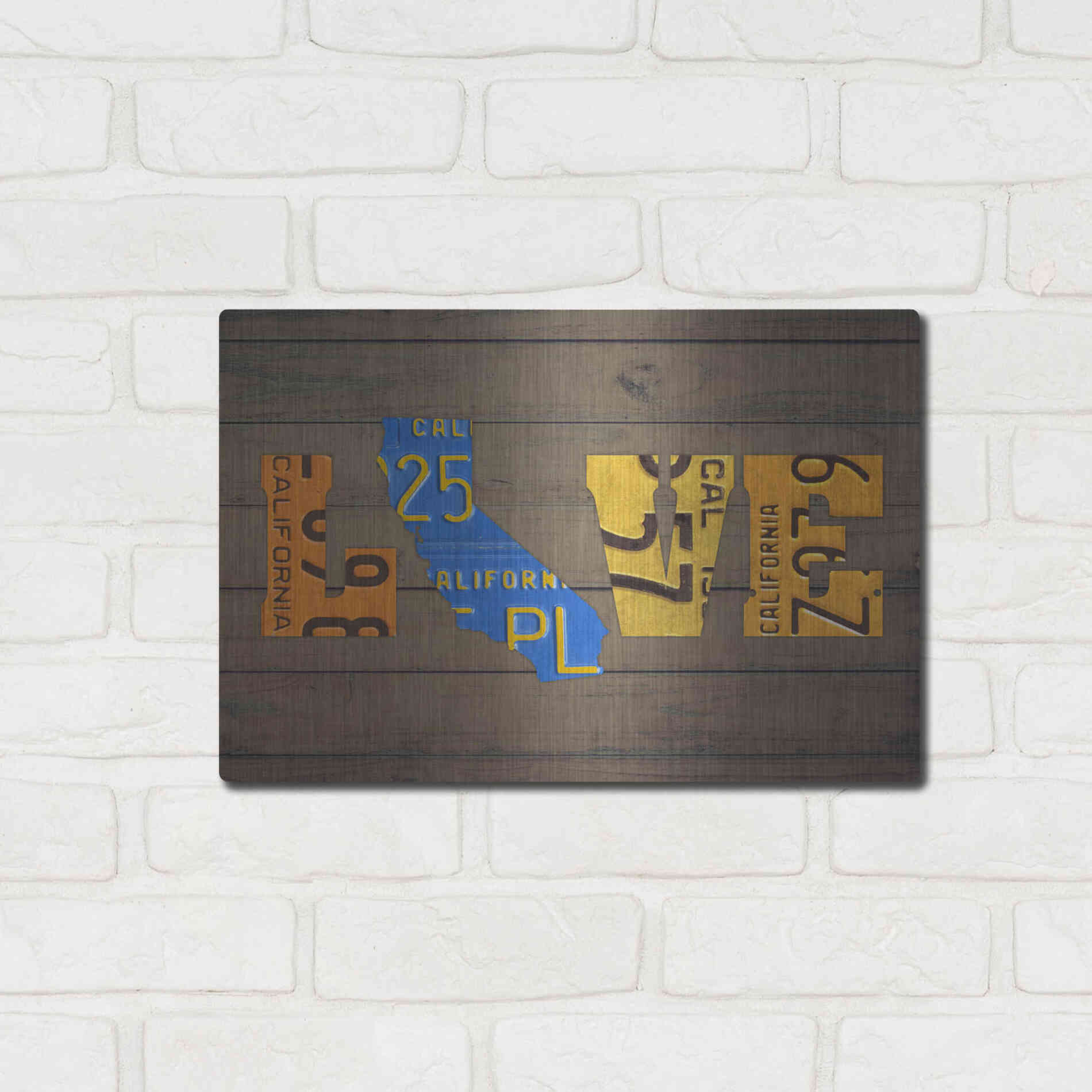 Luxe Metal Art 'CA State Love' by Design Turnpike, Metal Wall Art,16x12