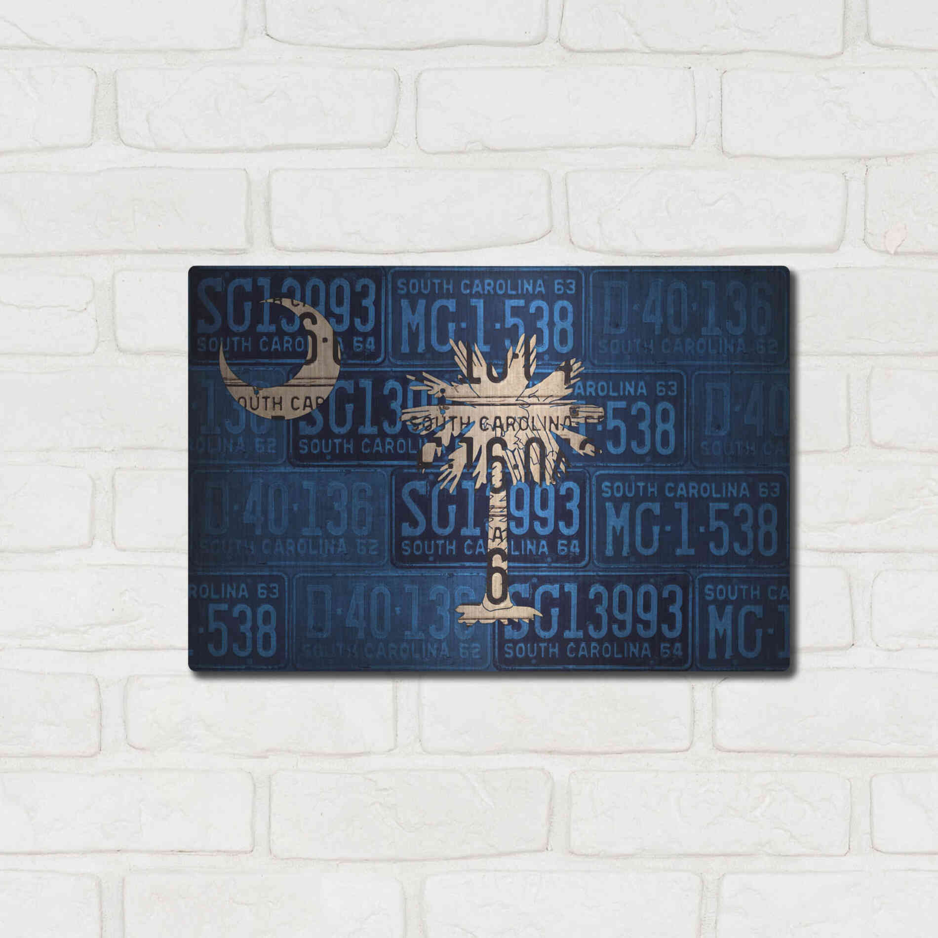 Luxe Metal Art 'South Carolina State Flag' by Design Turnpike, Metal Wall Art,16x12