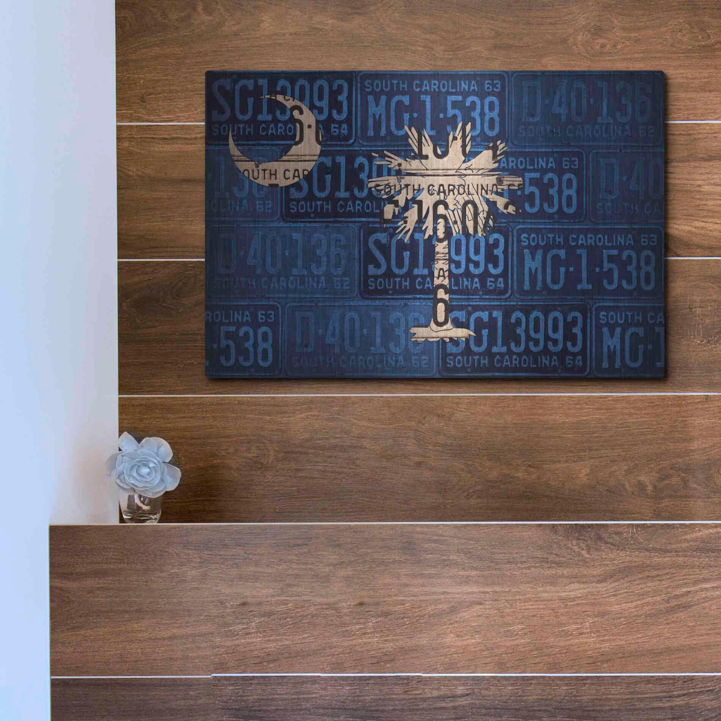 Luxe Metal Art 'South Carolina State Flag' by Design Turnpike, Metal Wall Art,16x12