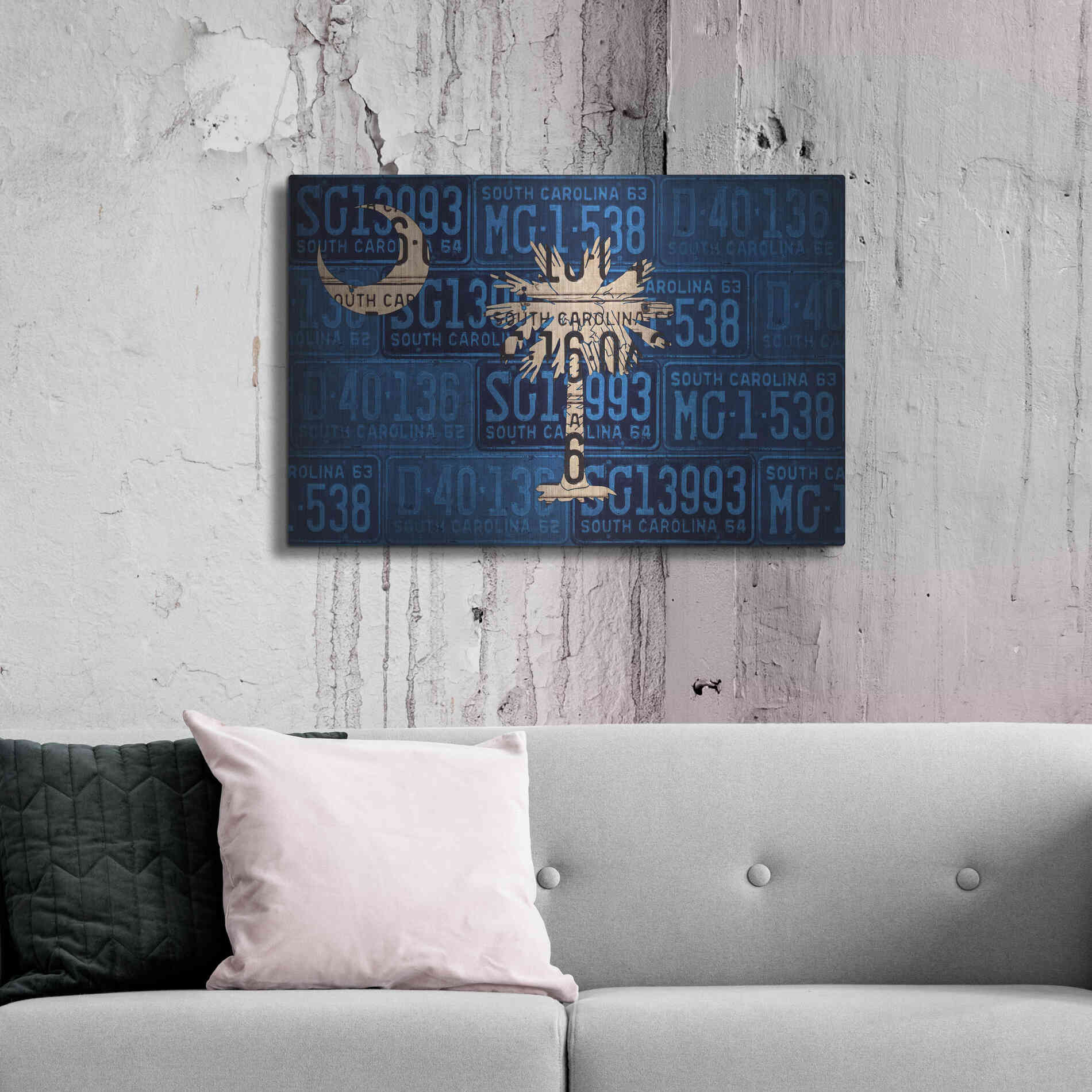 Luxe Metal Art 'South Carolina State Flag' by Design Turnpike, Metal Wall Art,36x24