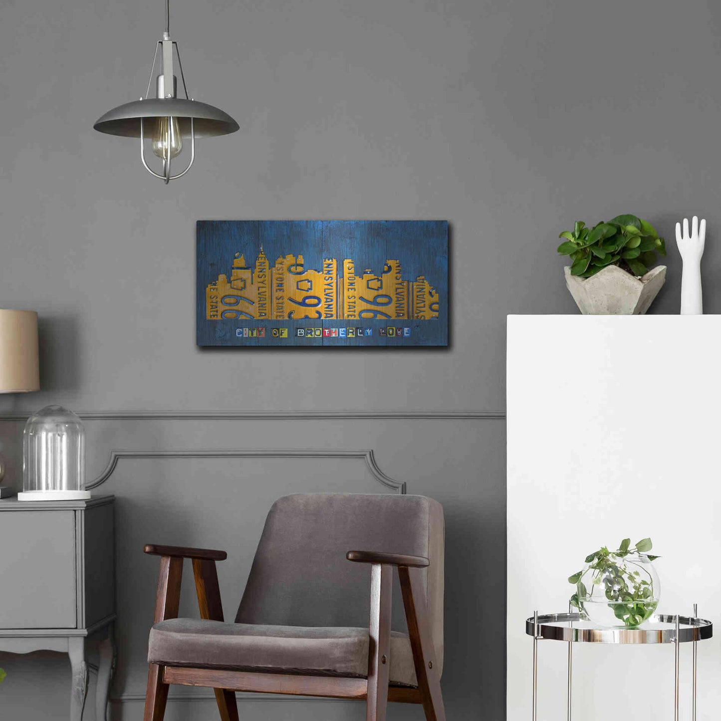 Luxe Metal Art 'Philly Skyline License Plate Art' by Design Turnpike, Metal Wall Art,24x12