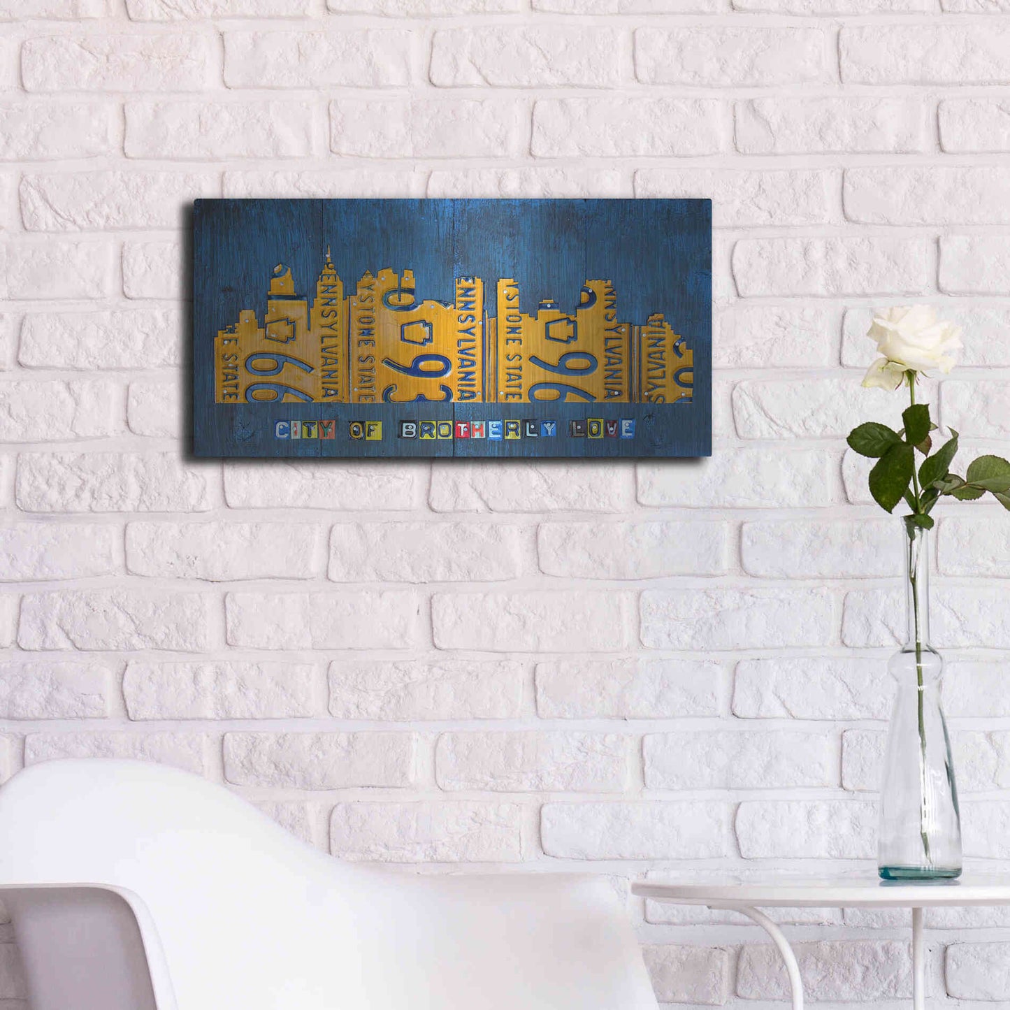 Luxe Metal Art 'Philly Skyline License Plate Art' by Design Turnpike, Metal Wall Art,24x12