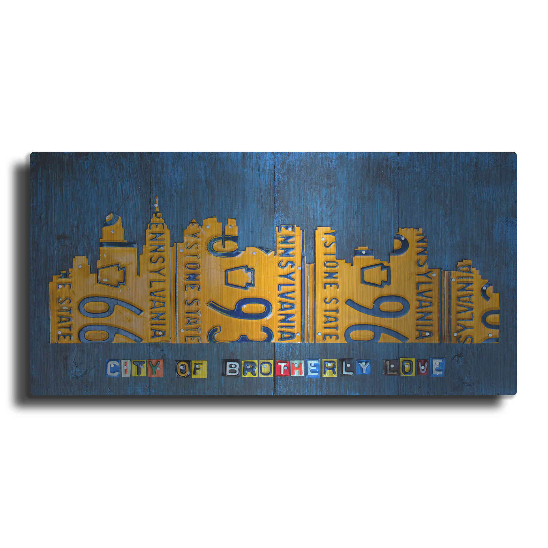 Luxe Metal Art 'Philly Skyline License Plate Art' by Design Turnpike, Metal Wall Art