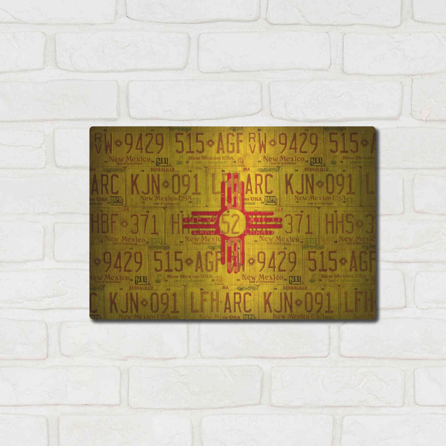 Luxe Metal Art 'New Mexico State Flag' by Design Turnpike, Metal Wall Art,16x12