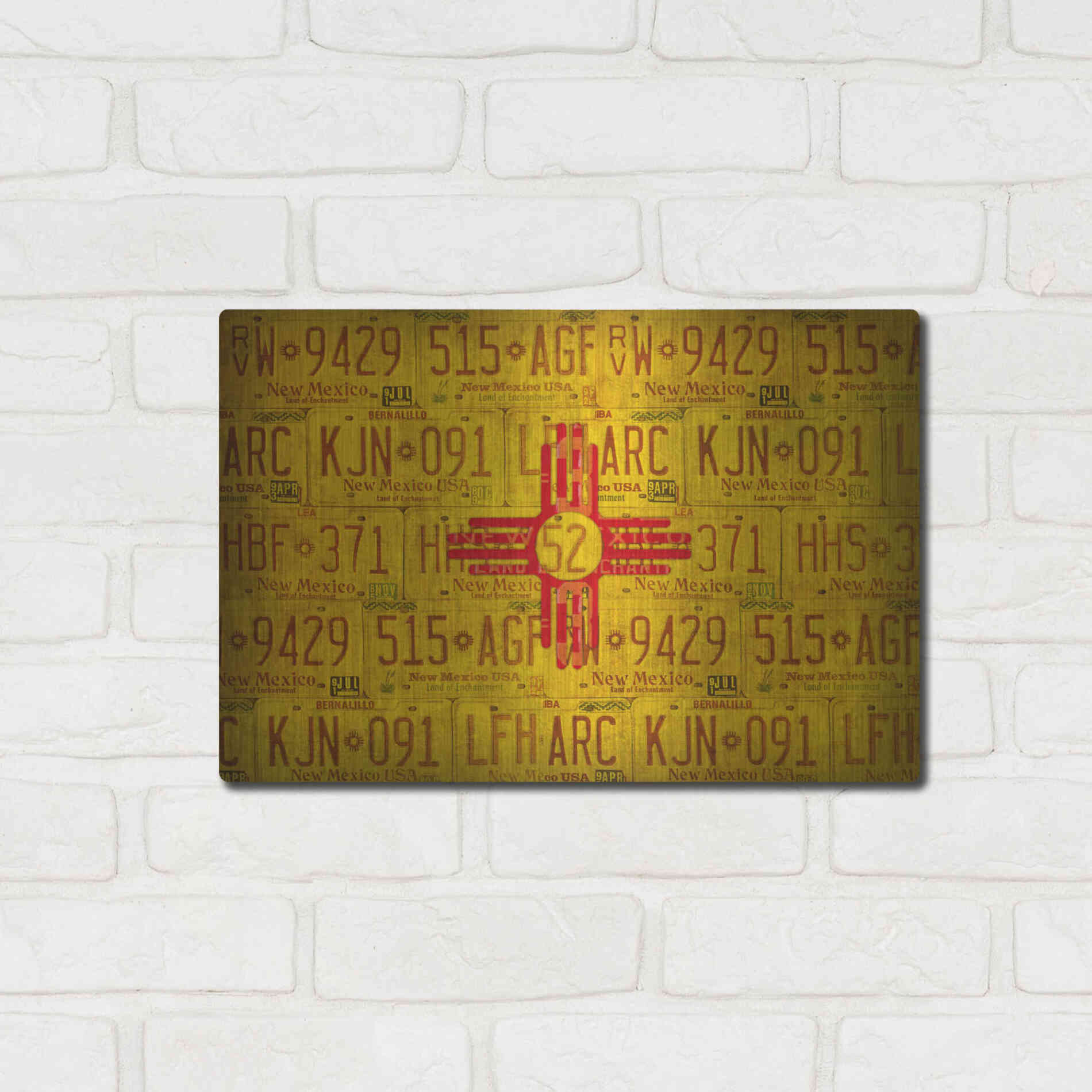 Luxe Metal Art 'New Mexico State Flag' by Design Turnpike, Metal Wall Art,16x12