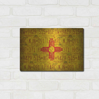 Luxe Metal Art 'New Mexico State Flag' by Design Turnpike, Metal Wall Art,16x12